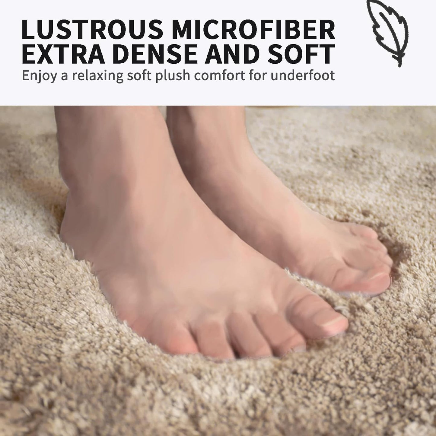 FIFU Bathroom Runner Rug 24" W x 48" L, Bath Mats for Bathroom, Bedroom & Kitchen, Non-Slip Rubber Latex Backing, Comfort & Soft Shower Bathmat & Carpet for Sink, Home & Hallways, Beige