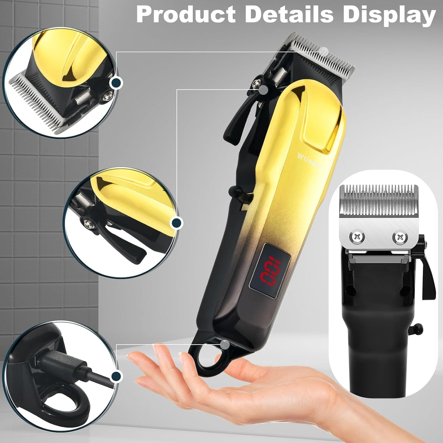 Hair Clippers Set for Men,Hair Clipper Trimmer with LED Display, Professional Cordless Hair Clipper Shaver Beard Trimmer, Hair Cutting Machine for Men, Holiday Gift for Him Father's Day Gift