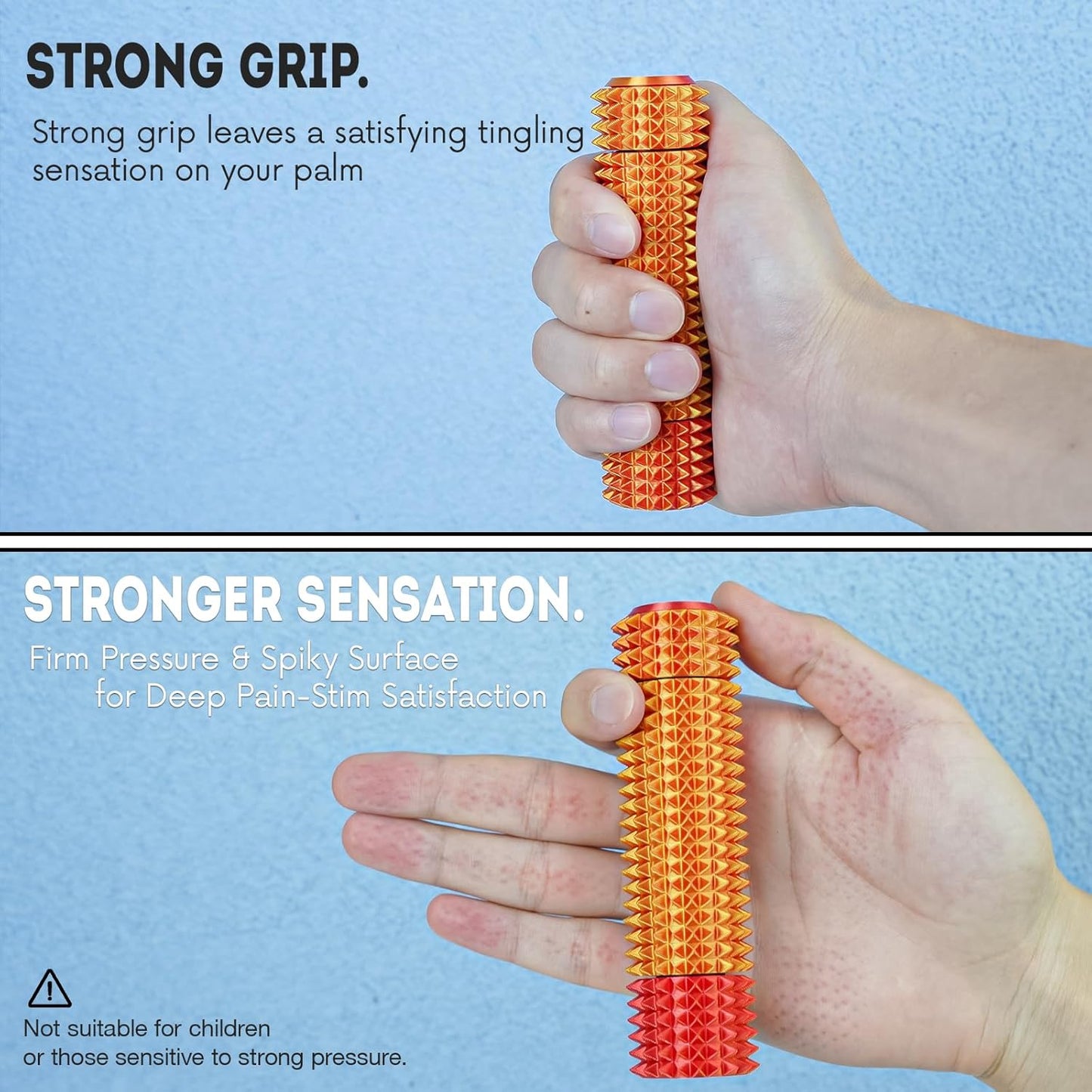 Fidget Roller Adults Teens Sensory Little Stim Gadget for Anxiety Relief Mild Ouchie,Desk Focus Tool Portable Hand Spinner Gifts Idea White Elephant Stocking Christmas(Sunset red,Full Grip)