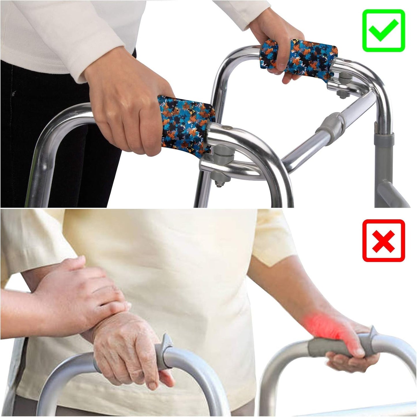 Spring Seaon Universal Walker Handle Padded -Hand Grip (2 Pack) Covers Non-Slip Cushion Padding for Folding Rolling Walker,Rollator Handle-Crutch Handle Pad Grips- Mobility Aid