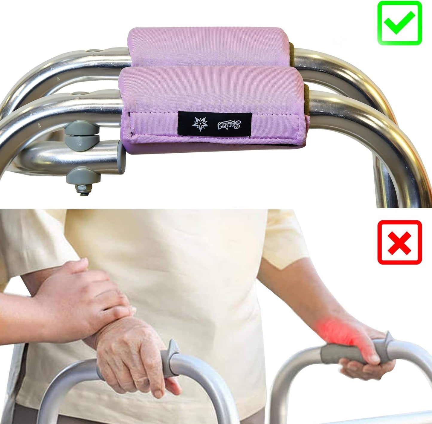 Spring Seaon Universal Walker Handle Padded -Hand Grip (2 Pack) Covers Non-Slip Cushion Padding for Folding Rolling Walker,Rollator Handle-Crutch Handle Pad Grips- Mobility Aid