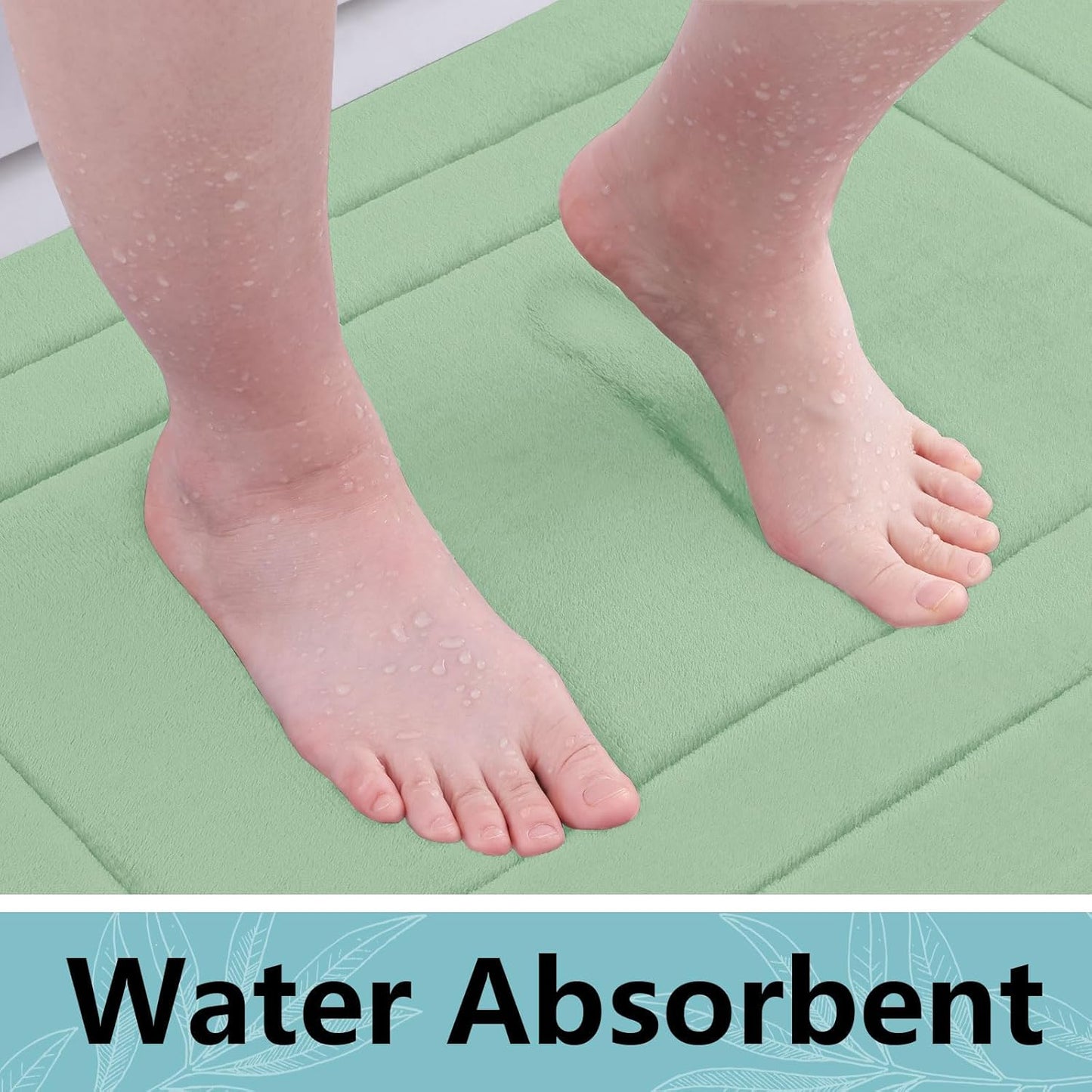 Arotive Memory Foam Bathroom Rug Mat 47x24, Ultra Soft and Absorbent Bath Mat, Machine Wash Dry, Comfortable Bath Rug Carpet for Bathroom Floor, Tub and Shower, Sage Green