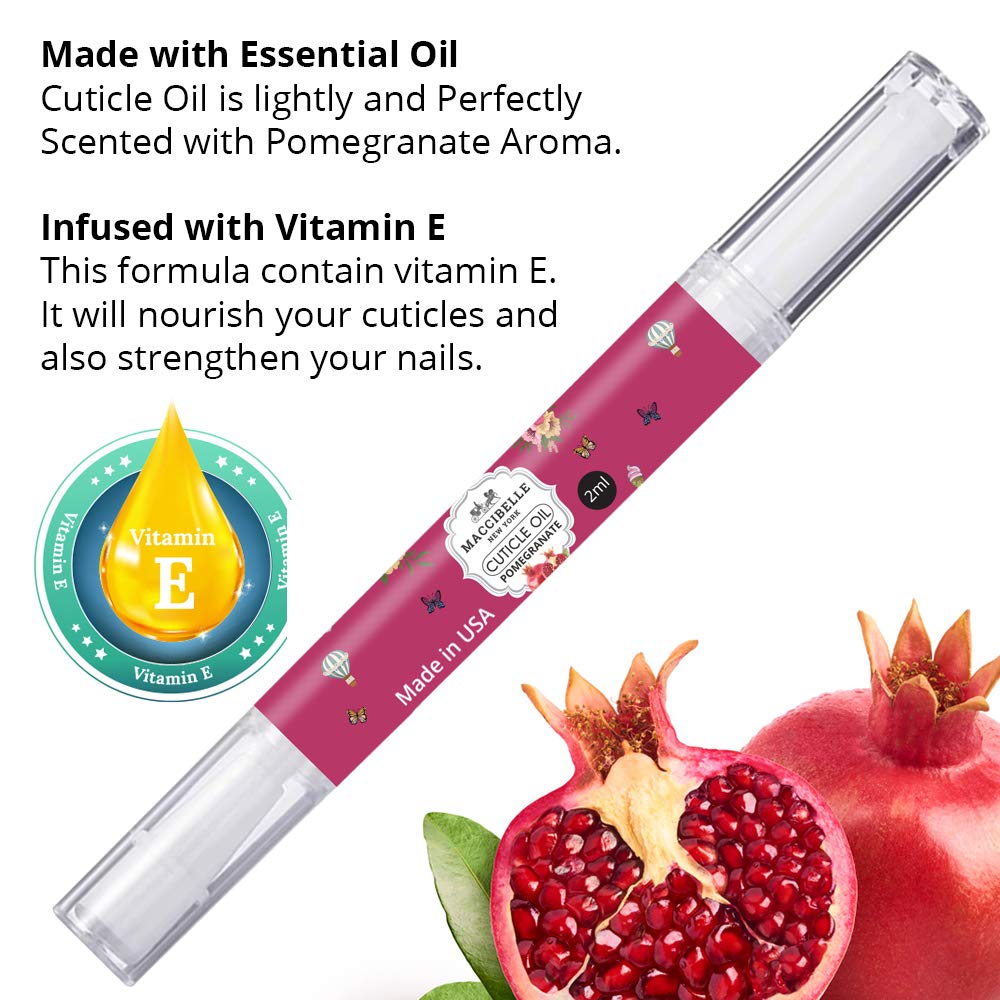 Maccibelle Pure Cuticle & Nail Oil Pen 2ml Heals Dry Cracked Cuticles (Milk & Honey + Pomegranate)
