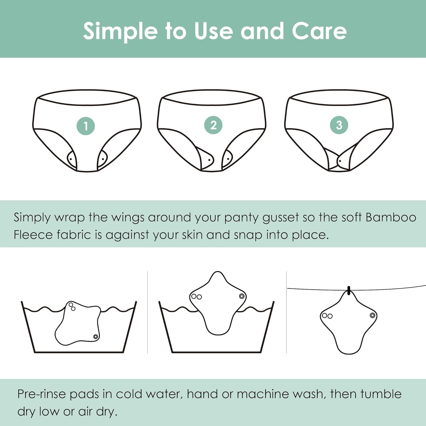 wegreeco 6 Pc Reusable Menstrual Pads, Ultra Thin Pantiliners for Thongs, Cloth Pads, Panty Liners for Teens, Women, Nonslip Pantiliners + 1 Pc Wet Bag(Mustard Yellow, Grey, Beige, XS)