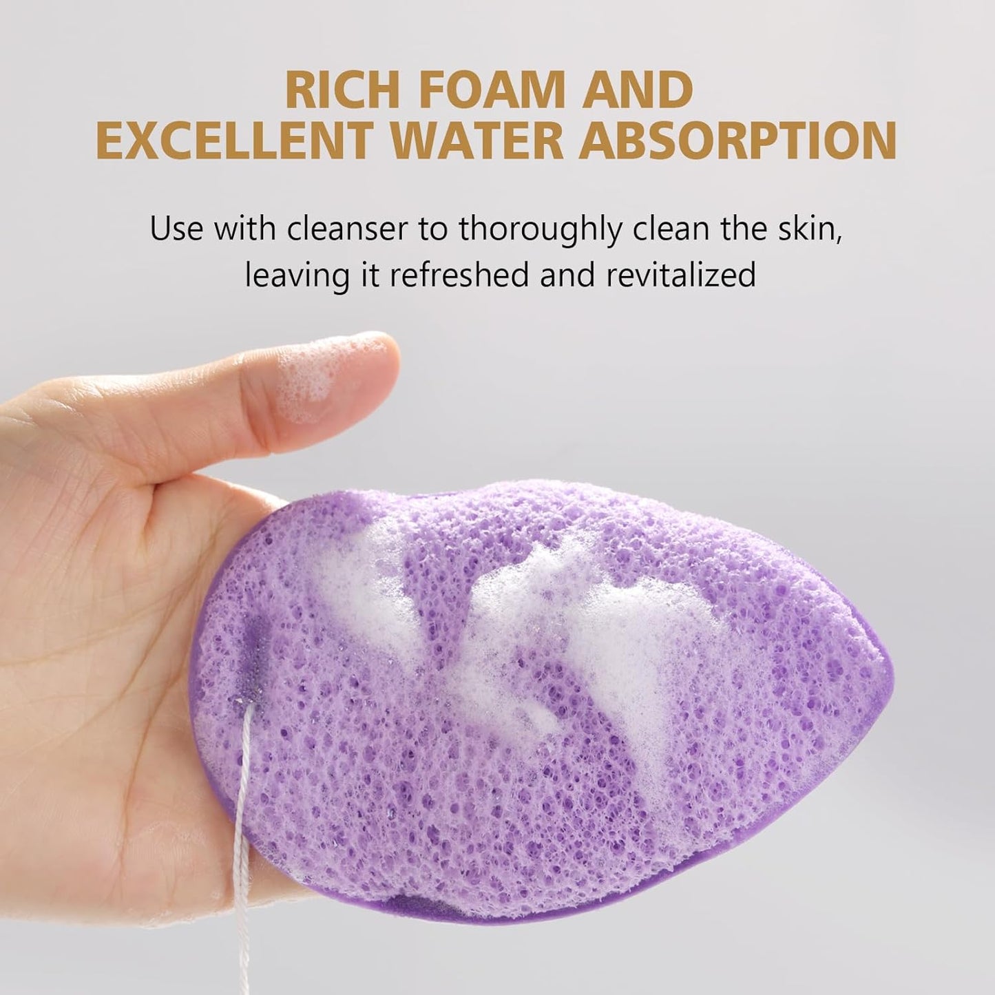 Facial Sponge, Raffaello Face Sponges for Cleansing and Exfoliating, Reusable Daily Cleansing Face Scrubber, Deep Cleanse & Dead Skin Removal 3 Pack