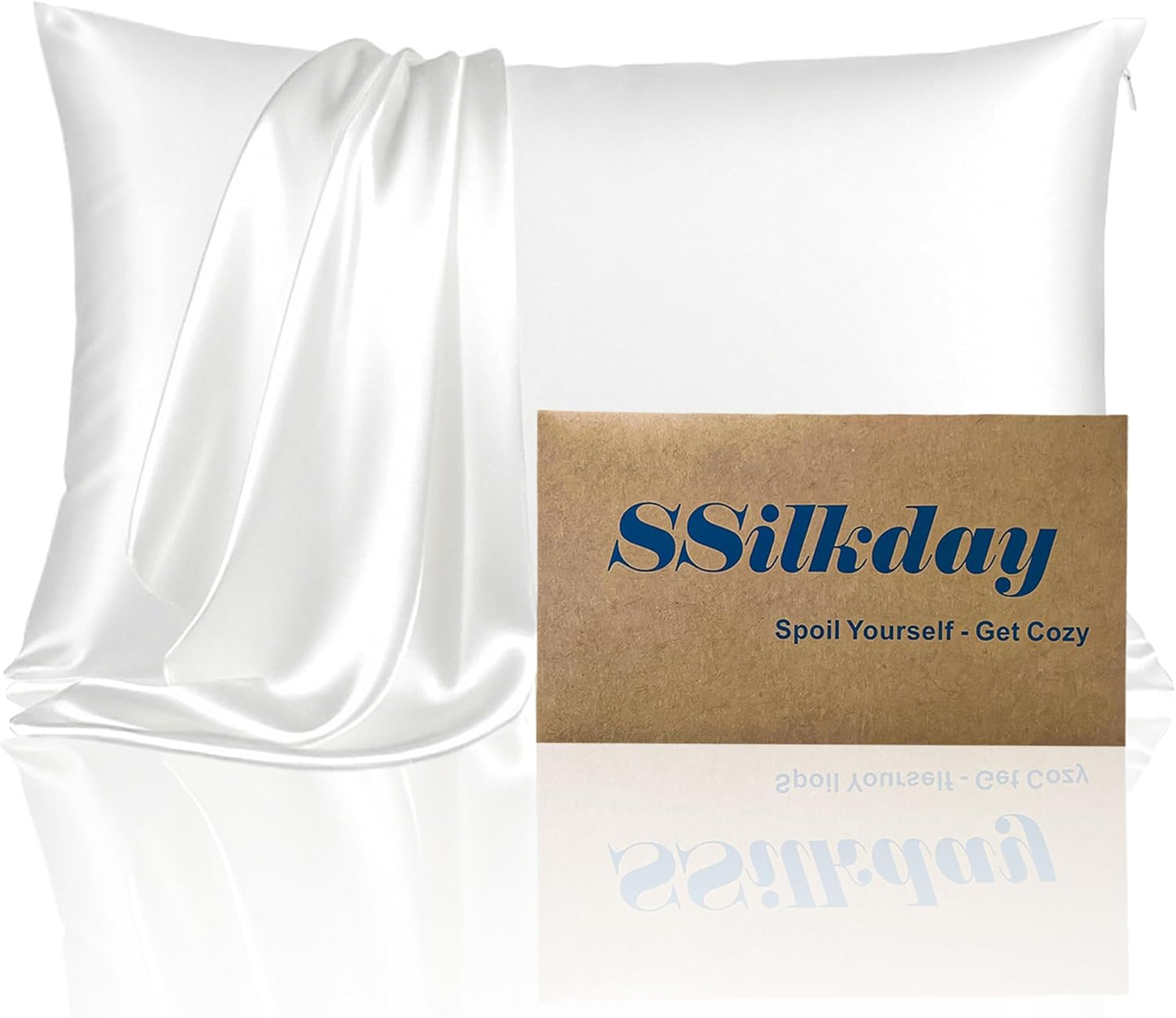 Mulberry Silk Pillow Cases with Zipper, Ultra Smooth Soft Breathable Cooling Pillow Cases for Hot Sleepers, Silk Satin Pillowcase for Hair and Skin, Gifts for Women (Cream White, Queen Size, 1 Pack)
