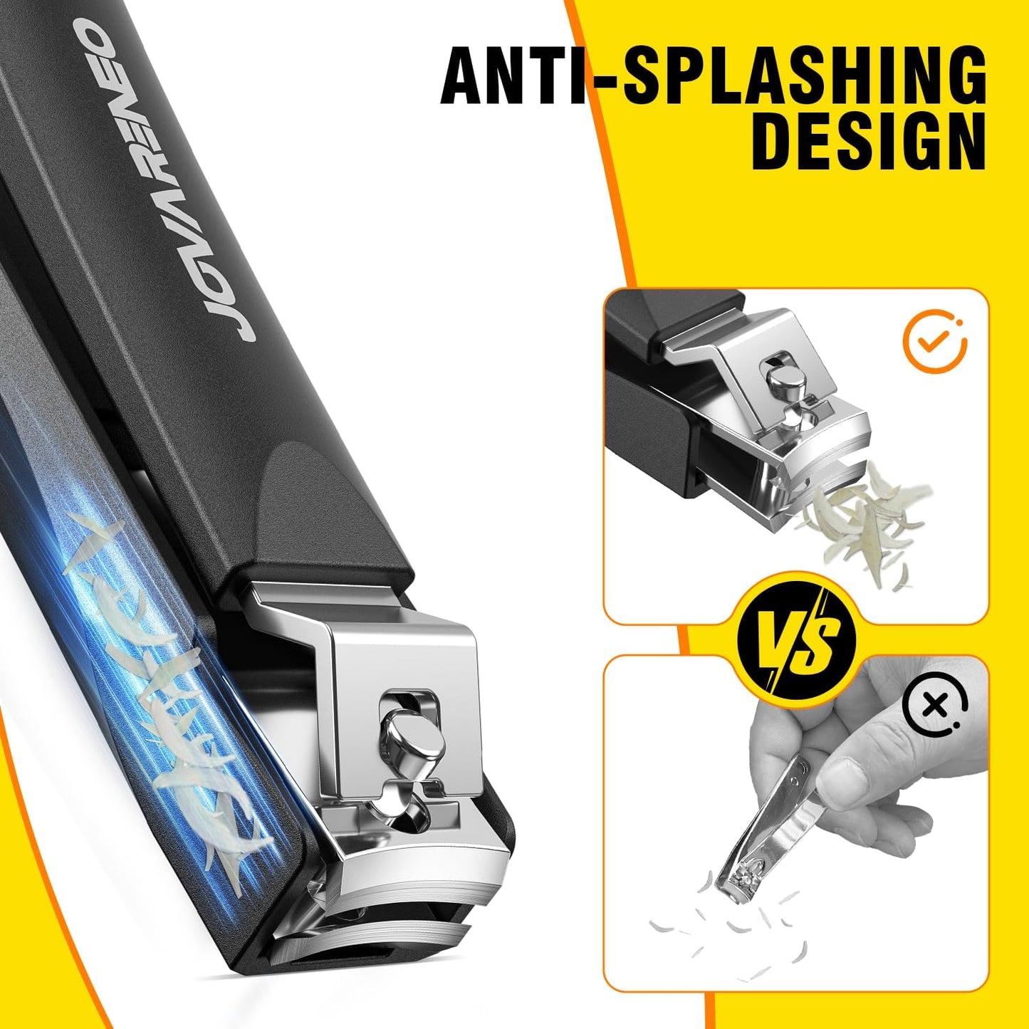 Nail Clippers for Men with Catcher, Anti Splash Self-Collecting Finger Nail Clippers Adult with Ergonomics Long Handle, Heavy Duty Large Toenail Clippers for Thick Nails for Seniors Nail Cutter