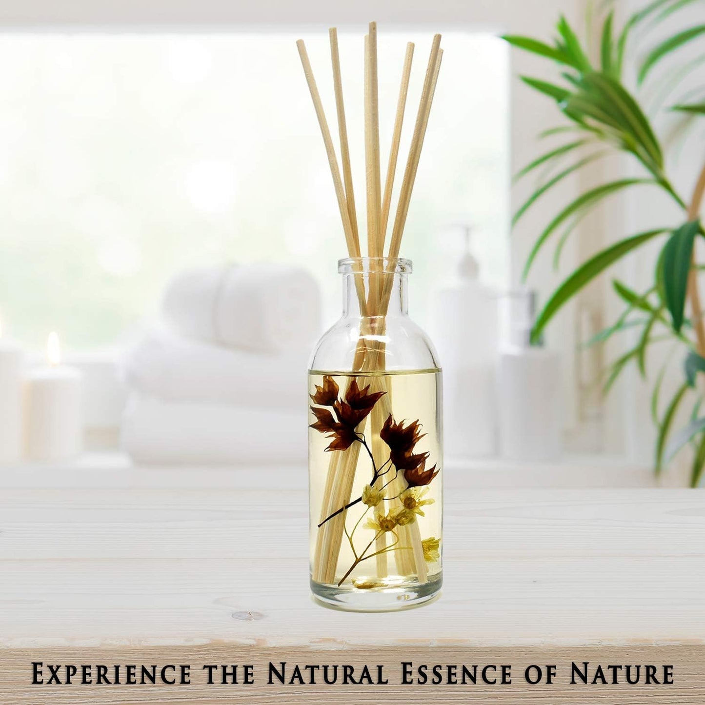 Urban Naturals Vanilla Woods Reed Diffuser Scent Sticks Gift Set | Smoked Vanilla Bean, Tonka Bean, Birchwood & Sandalwood | Light Woodsy Scent Made with Essential Oils & Real Botanical Pieces