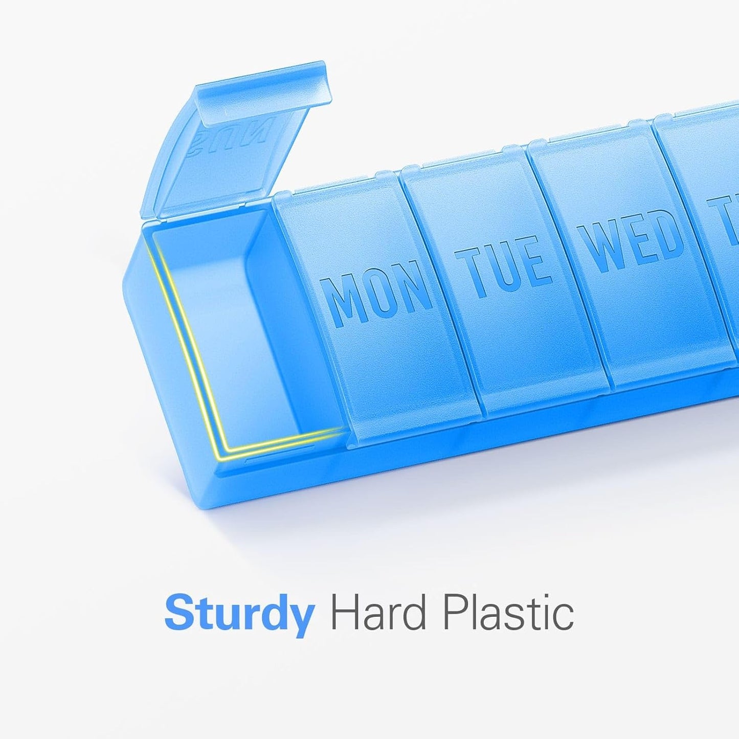 Barhon Pill Organizer Large, Weekly Medicine Pill Organizers, 7 Day Pills Box Case Travel for Big Vitamin Supplements Fish Oil, Blue