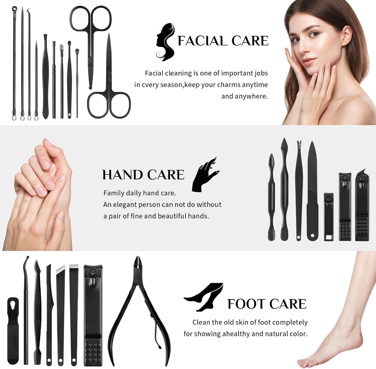 Manicure Set Professional Nail Clipper Kit-26 Pieces Stainless Steel Manicure Kit,Nail Care Tools with Luxurious Travel Case