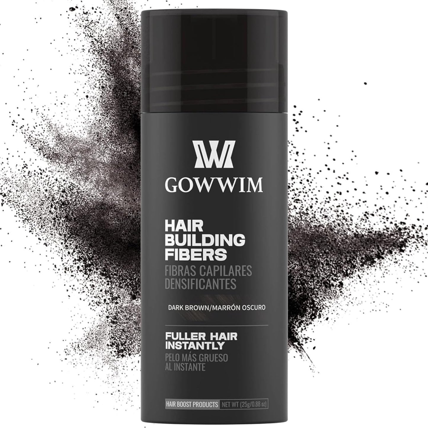 gowwim Hair Fibers for Thinning Hair 25g Hair Building Fibers 100% Undetectable,Instantly Cover Sparse Hair Areas-Bald Spots Cover Up. (Dark Brown)