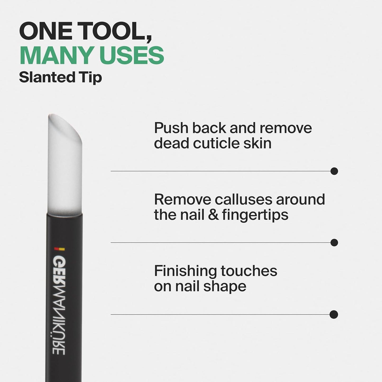 GERMANIKURE Clear Glass Cuticle Stick in Leather Sleeve - Ethically Made in Czech Republic - Cuticle Pusher & Remover, Callous & Dry Skin Fingertip File, Nail Shaper