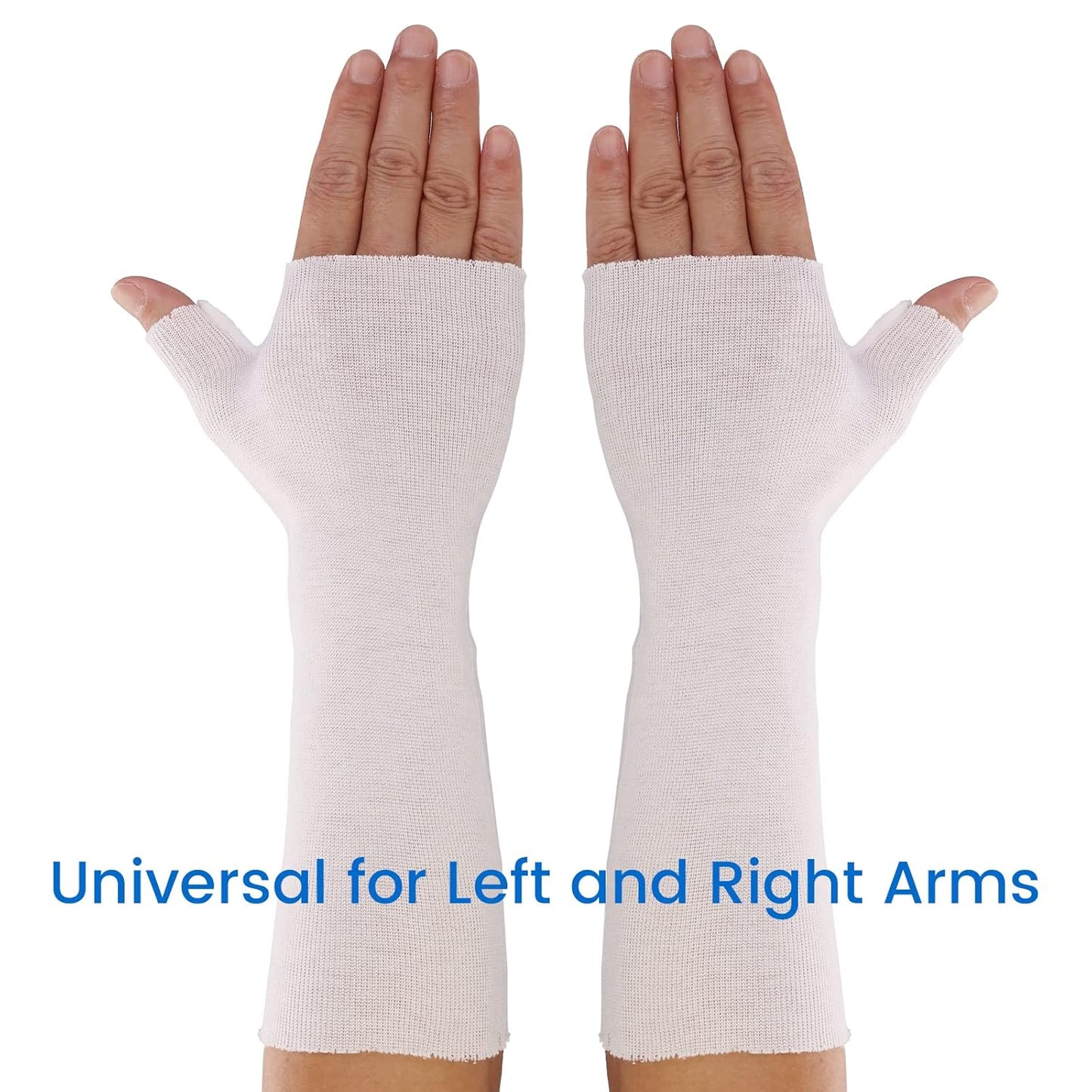 Hand Socks for Splint (Pack of 10), Stockinette Tubing, Thin Breathable Surgical Sleeves for Arm, Wrist and Thumb Sleeve Under Brace, Cast Wrap Liner for Men & Women, Fit Left & Right Hands (White, L)