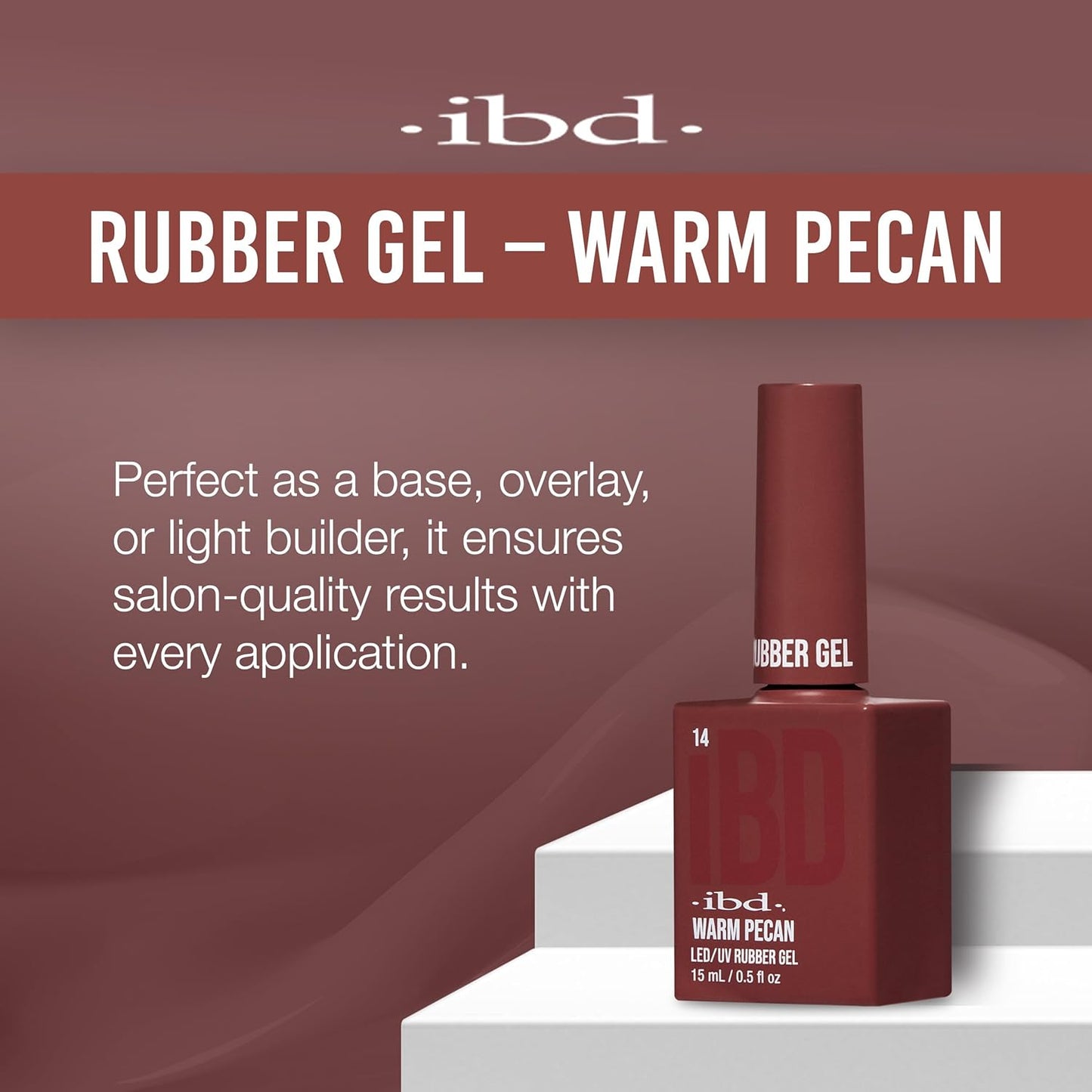 IBD Rubber Gel Polish - Warm Pecan, LED/UV Soak Off Builder Gel for Nails, Strengthening Base Coat for Nail Polish & Extensions, 0.5 fl oz