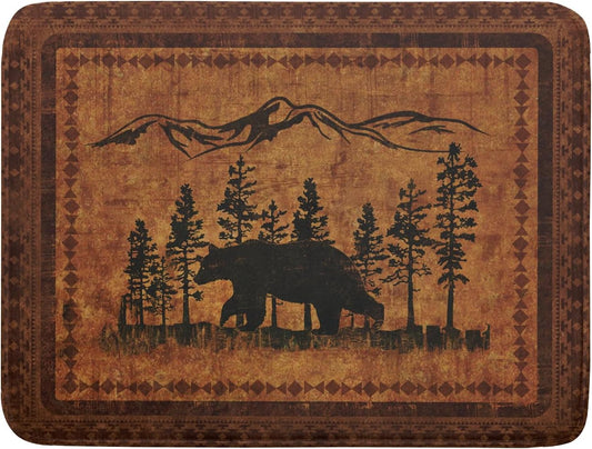 Forest Bear Dish Drying Mat 18x24 Inch Rustic Cabin Washable Microfiber Absorbent Dishes Drainer Rack Pad for Kitchen Counter Home Decor