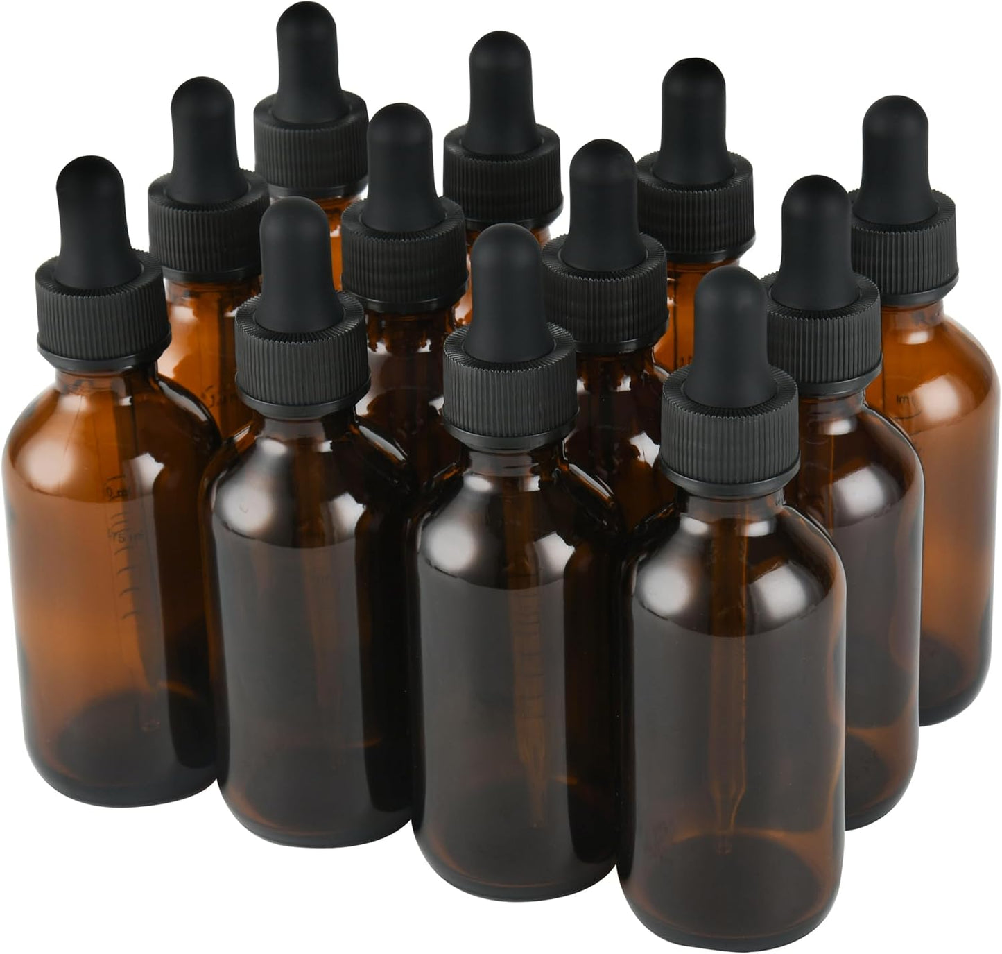 12 Pcs, 2oz Dropper Bottle, Amber Glass Eye Dropper Bottle, Tincture Bottles with Dropper, Leak-Proof Design, Stronger Suction, for All Kinds of Mixed Liquids