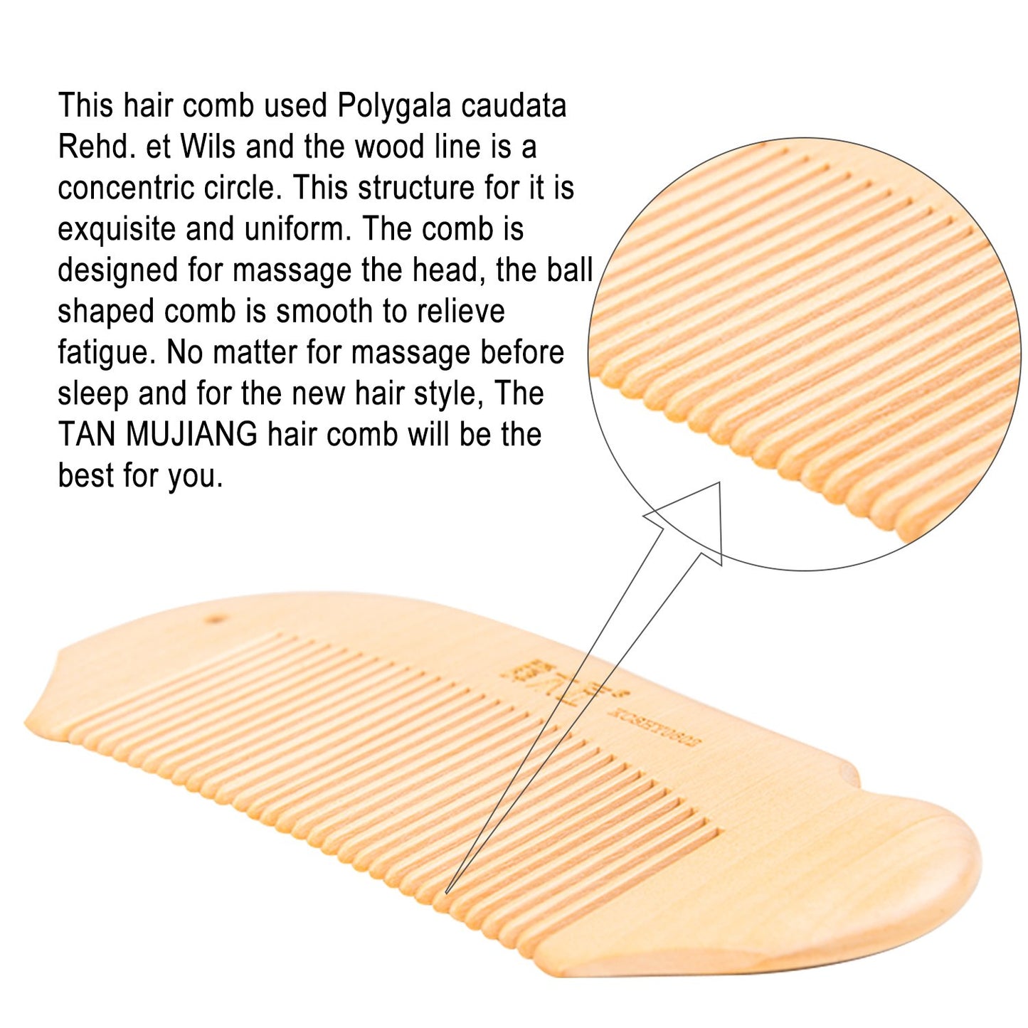 TAN MUJIANG Handcraft Natural Wood Hair Combs Accesory For Women, Men, brides, Curly Hair, Straight hair (Light color) KCSHY0602