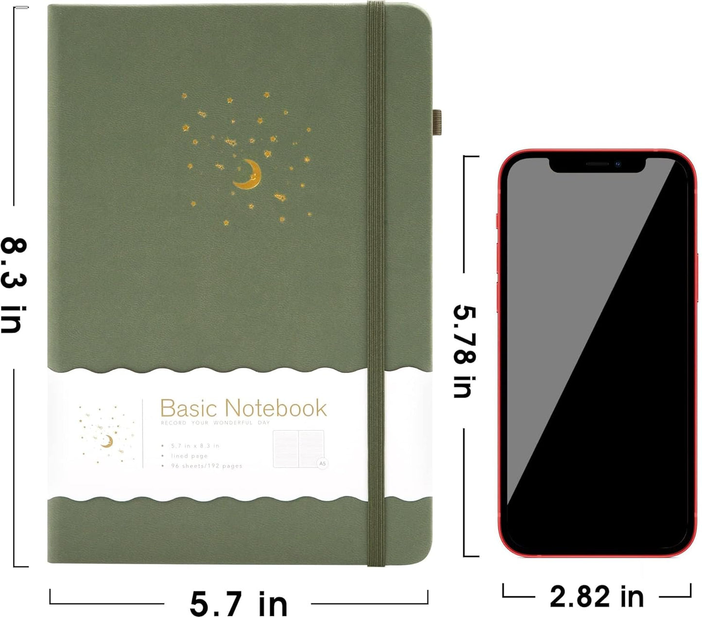 CAGIE Lined Journal Notebook for Work, 196 Pages, Medium 5.7" x 8.3", Hardcover Notebook Journal with Pen Loop, (Turquoise Ruled), Gifts