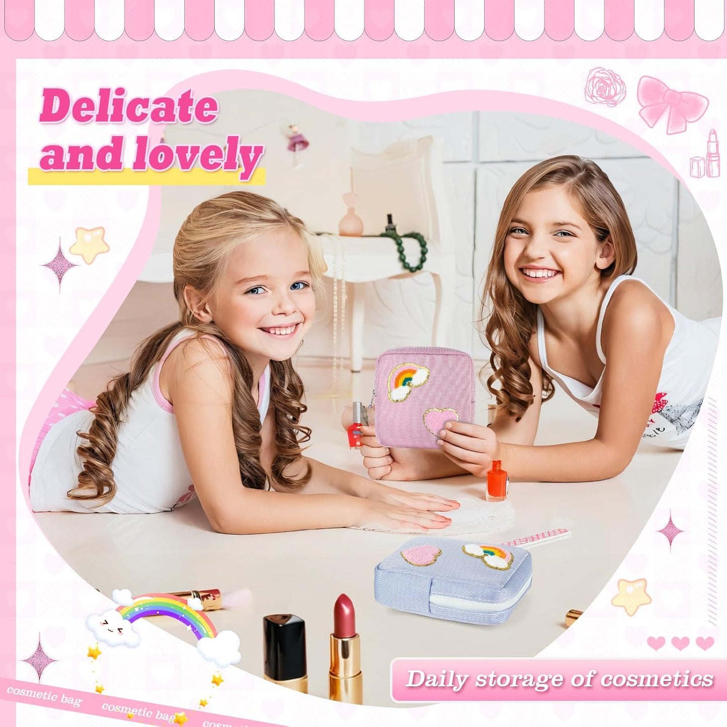 Period Bag for Teen Girls, Canvas Sanitary Napkin Storage Bag with Zipper, Portable Menstrual Pad Bag Tampon Holder for Purse