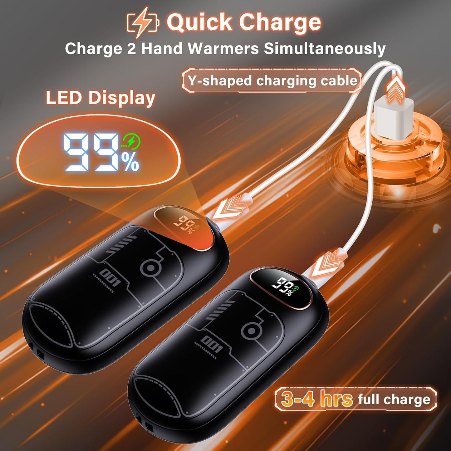 Hand Warmers Rechargeable - Electric Hand Warmer Reusable 2 Pack, LED Display, 20Hrs Warmth, 4 Levels Heat, Portable Charging Magnetic Pocket Heater for Men, Women, Raynauds, Hunting, Golf