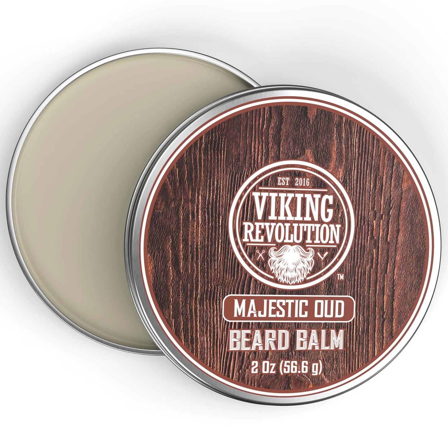 Viking Revolution Majestic Oud Beard Balm - Argan & Jojoba Beard Butter, Softener & Moisturizer with Beeswax - Wax for Men (2oz, 1 Pack)