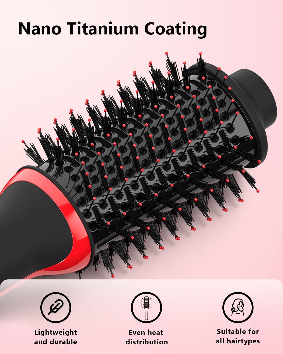 Plus 2.0 Hair Dryer Brush Blow Dryer Brush in One, 2'' Oval Brush Head Hot Air Brush Styler & Volumizer with Ionic Technology, NTC Smart Temp Control for Smooth, Frizz-Free, Shiny Hair