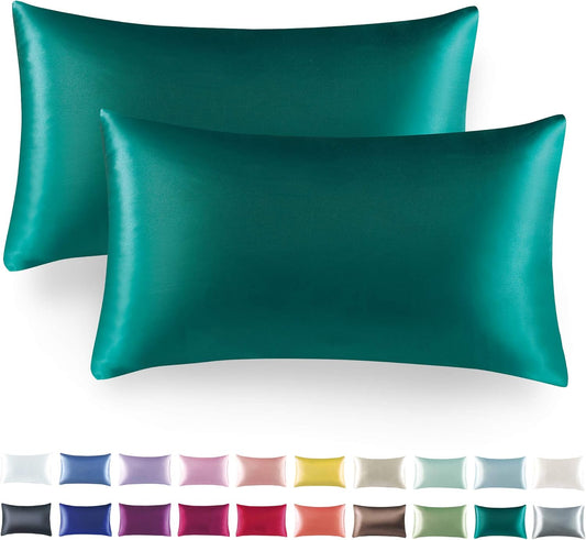 Tyfitb Satin Pillowcase for Hair & Skin Care -Silk-Like Cooling 2 Pack Hypoallergenic Pillow Cases with Envelope Closure, Wrinkle & Frizz-Free Standard Size 20x26 - Gifts for Women/Men
