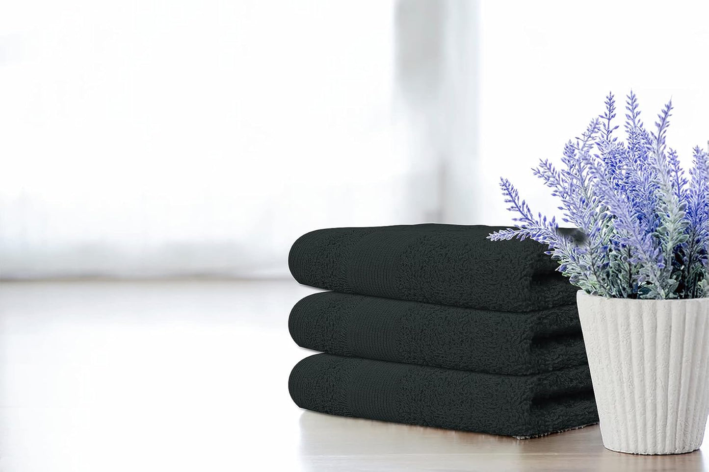Premium Wash Cloths Pack of 12 (13" x 13") 100% Ring Spun Cotton | Luxury Washcloths | Ultra Soft Face Towels | Highly Absorbent Wash Cloths for face (Black)