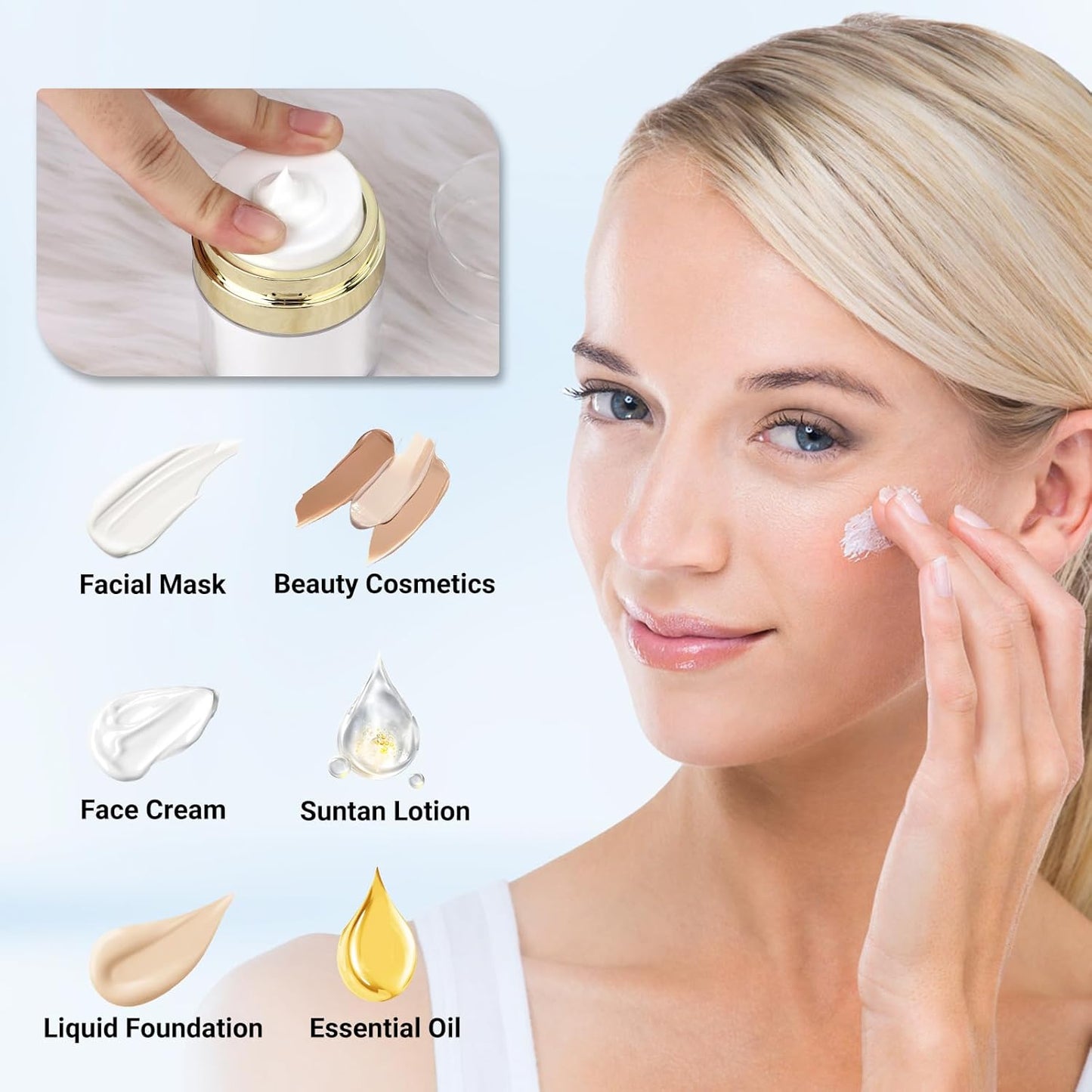 Segbeauty 1oz Travel Jars for Creams, 4pcs 30ml Airless Pump Jars Refillable Travel Bottles Empty Makeup Containers Lotion Dispenser, Gold Jar for Creams for Toiletries Moisturizer Container