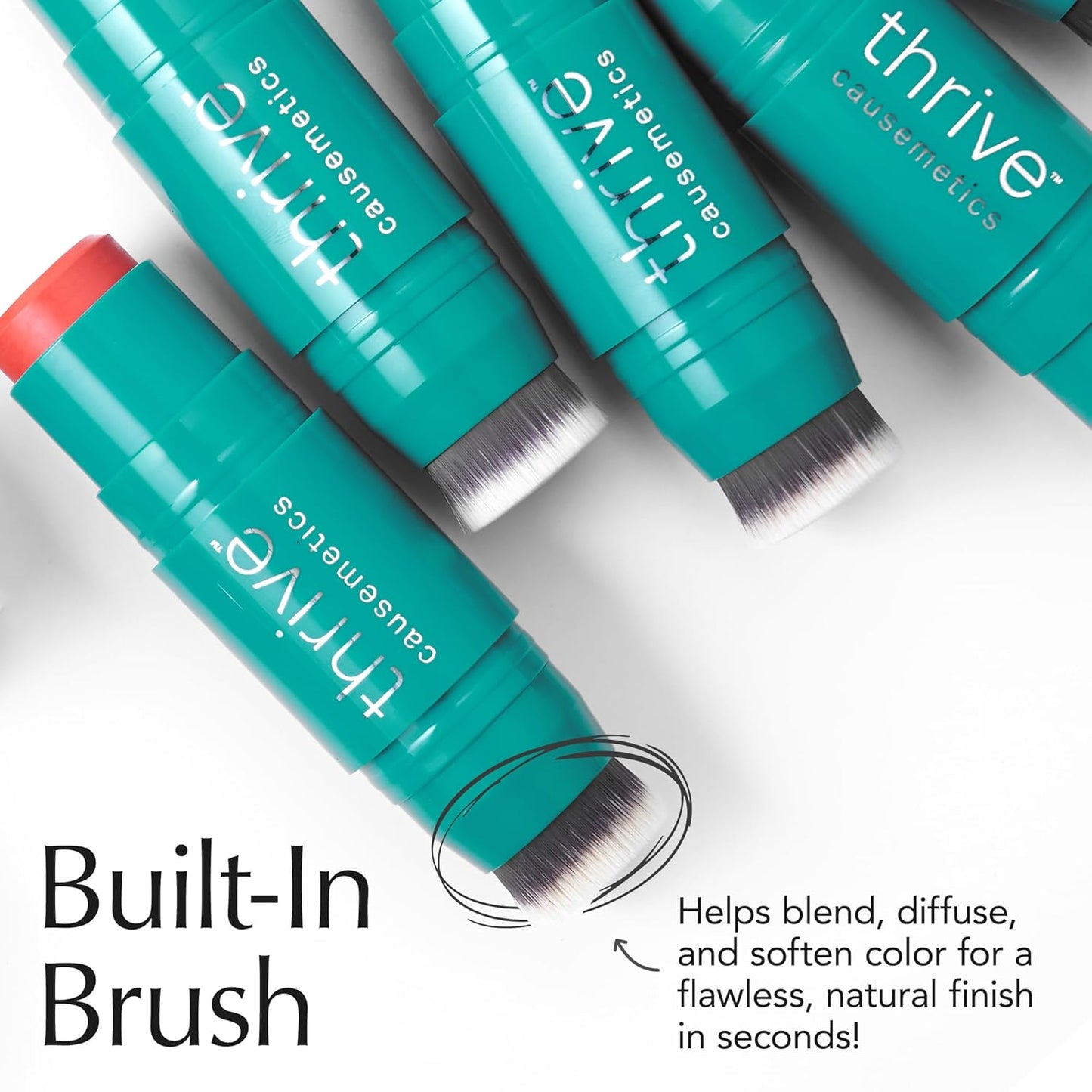 Thrive Causemetics Triple Threat Color Stick: Cream Blush Stick with Vitamin E, Evening Primrose Oil, Waterproof Smudge Proof Face Makeup Formula, Maggie (Rose Shimmer)