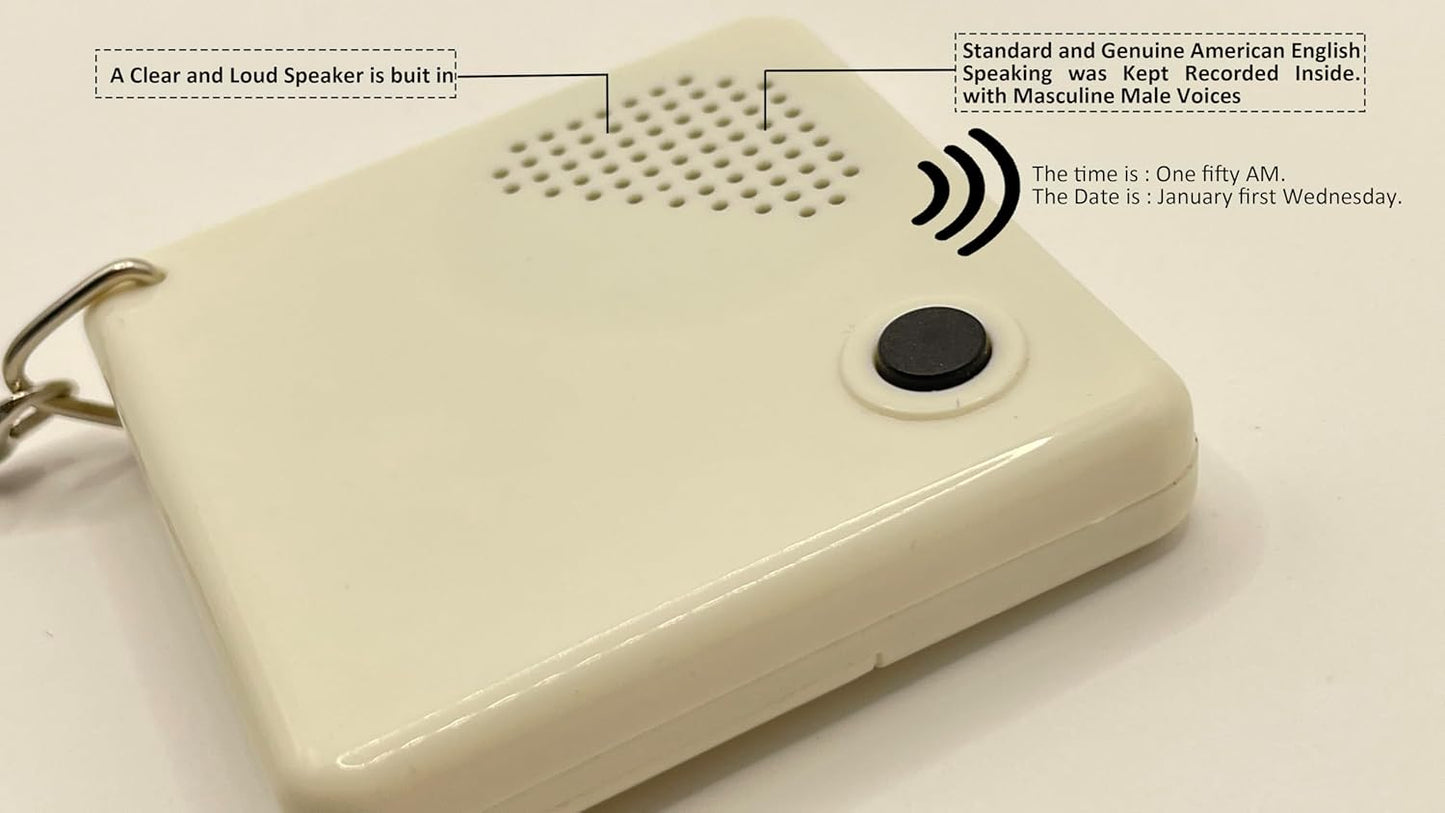 Portable Talking Alarm Clock Keychain, Mini Size with Sleep Mode, for Low Vision and Elderly (Battery-Included)