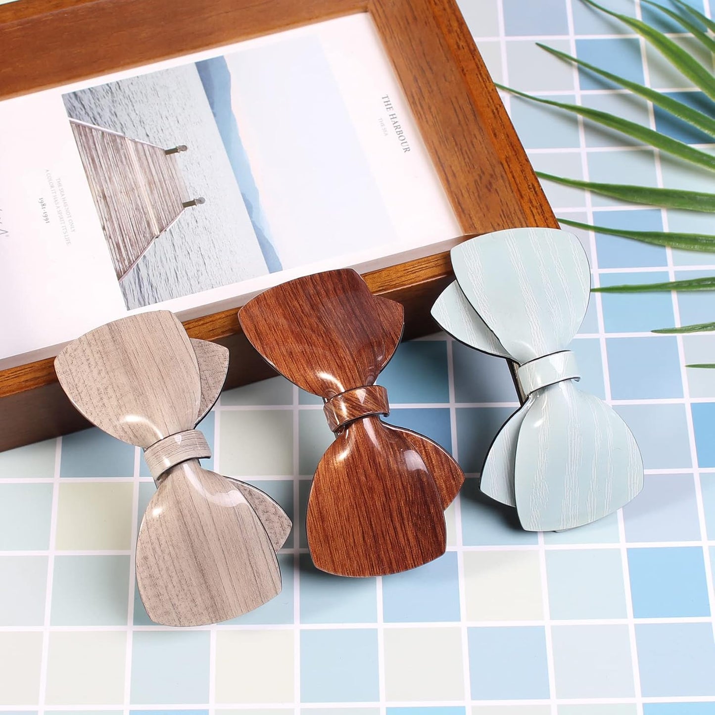 Hair Barrettes For Women - 3Pcs Butterfly Barrettes for Thick Hair French Design with Beautiful Lines Elegant and Stylish - Perfect Hair Accessories for Women (muwen)