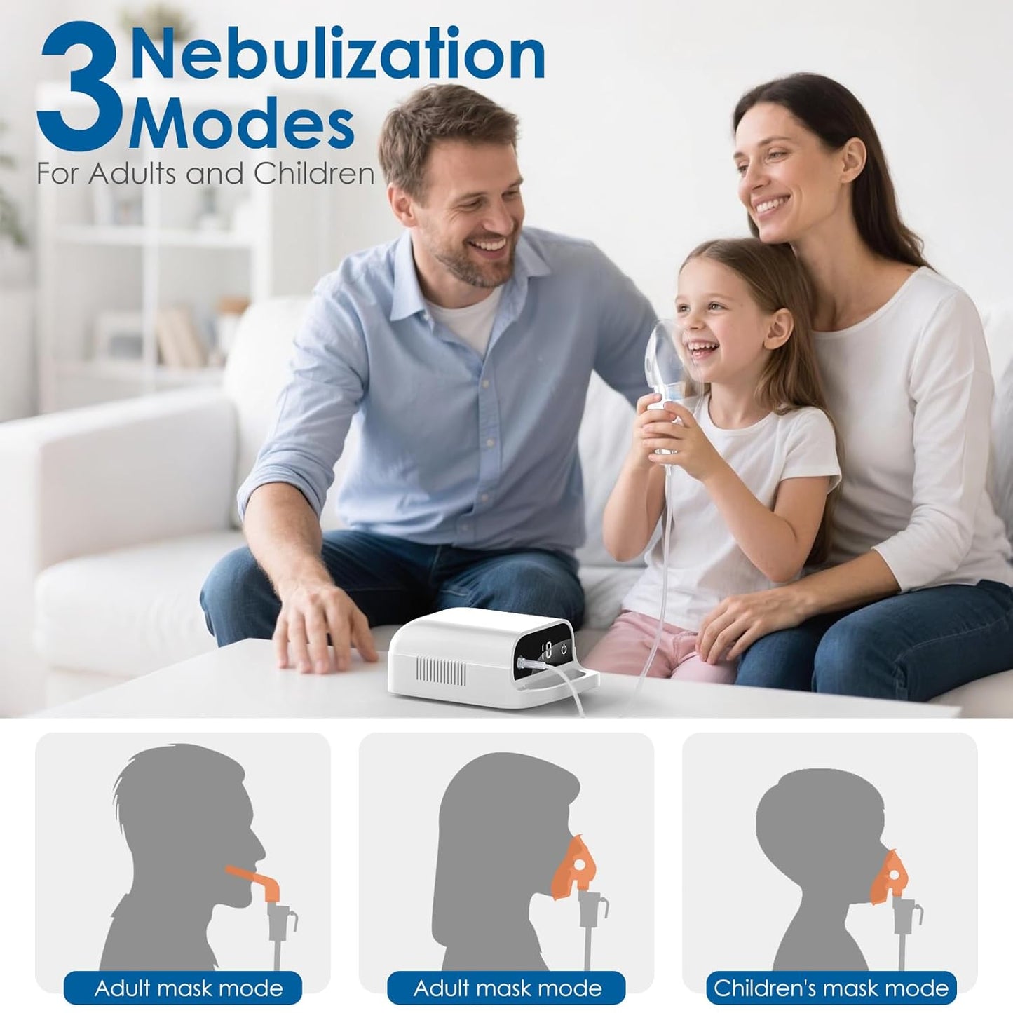 Smart Nebulizer, Smart Digital Display Nebulizer for Adults and Children, Accessory Device for Single Patient Use, Low Noise Compression Nebulizer (Direct Patient Interface) - 145