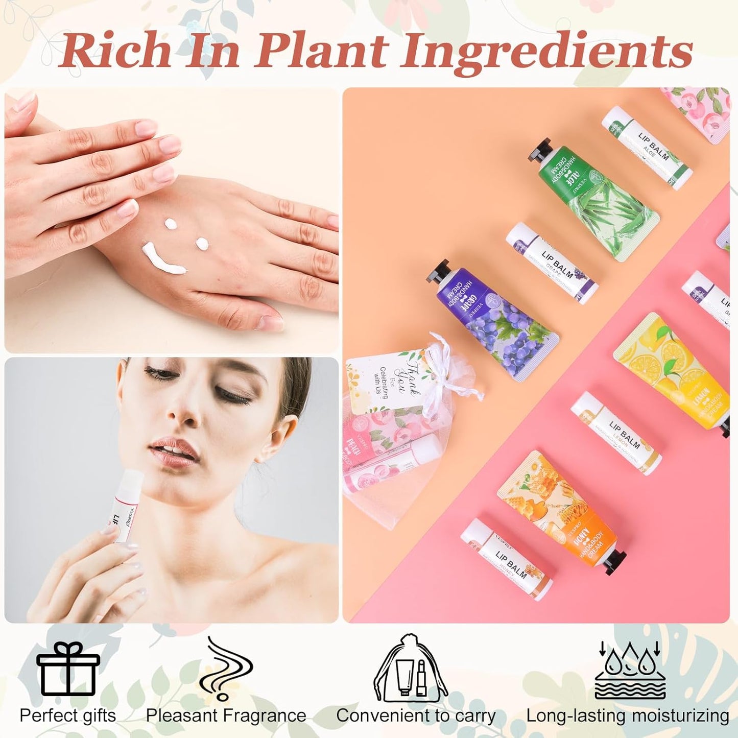 30 Sets Bulk Hand Cream and Bulk Lip Balm Gifts, Stocking Stuffers for Women, Wedding Favors for Guests with Thank You Card and Organza Bags, Christmas Gifts, Employee Appreciation Gifts