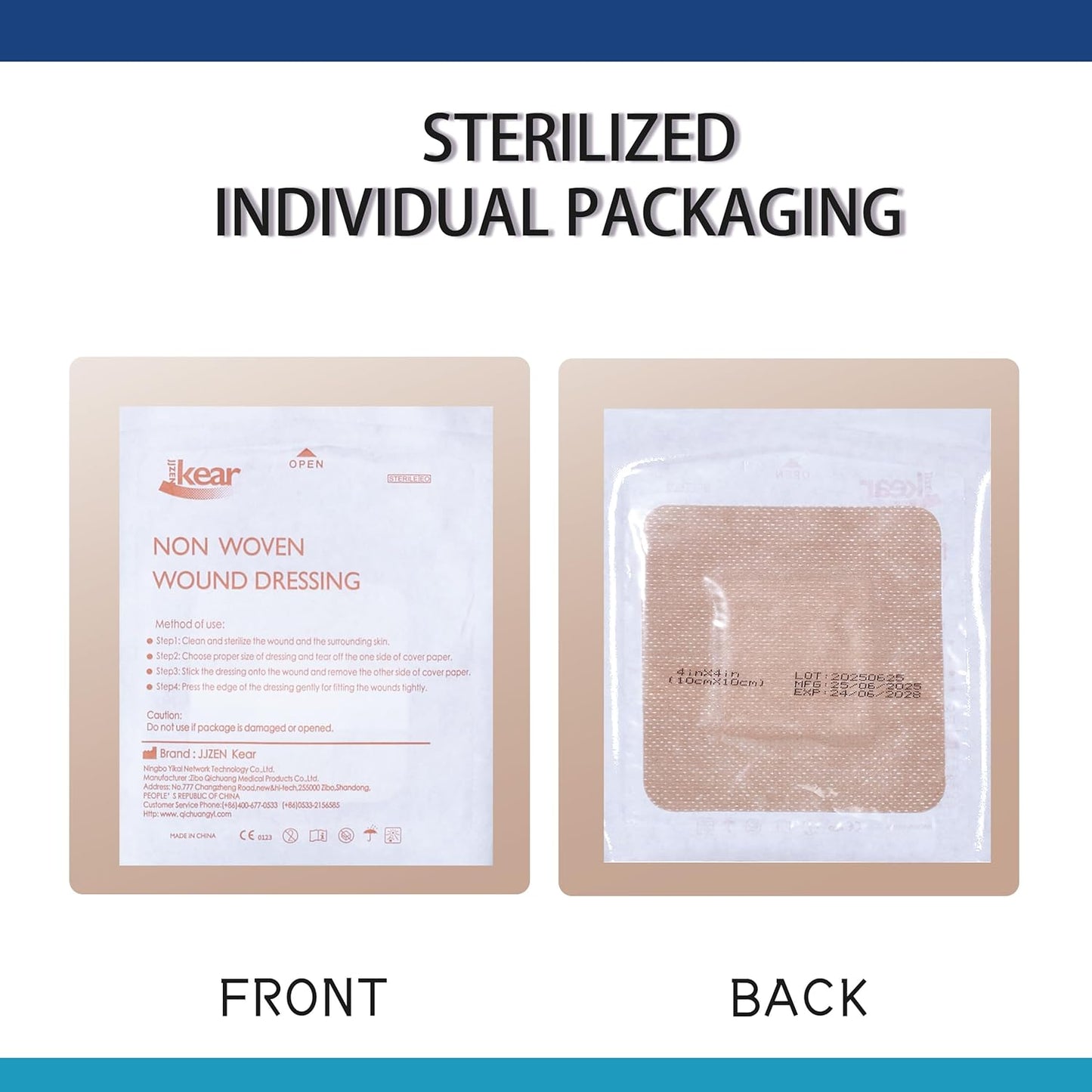 4"X4" 50 PCS Extra Large Sterile Nude Island Dressing Bandage for Wound - Self-Adhesive Boarded Gauze Pads - Latex Free - Medical Grade (Nude, 4"X4"-50PCS)