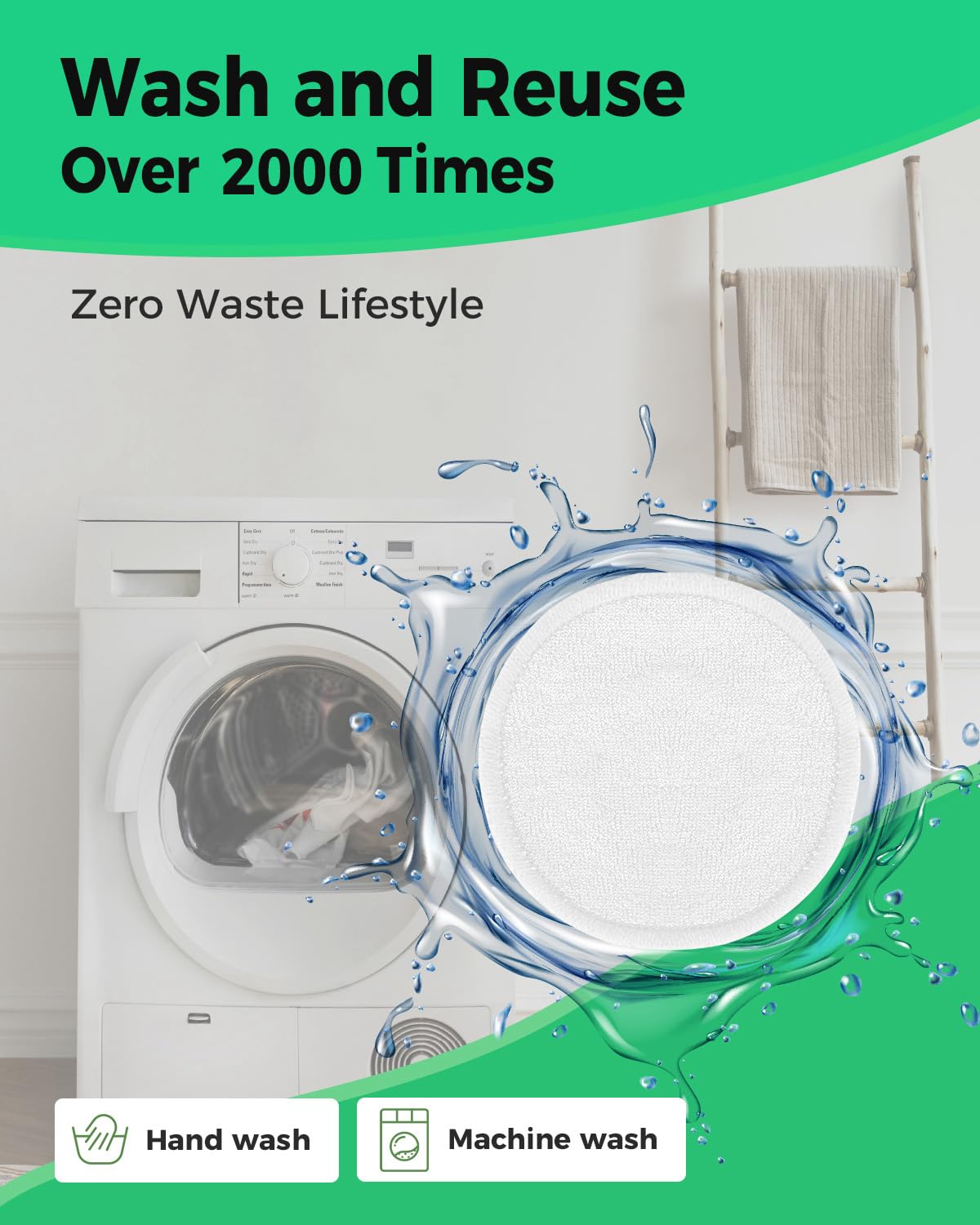 ProCIV Reusable Makeup Remover Pads, 18 Packs Washable Organic Bamboo Reusable Cotton Rounds for All Skin Types & Toner with Laundry Bag, Eco Friendly Zero Waste Reusable Cotton Pads for Woman (White)