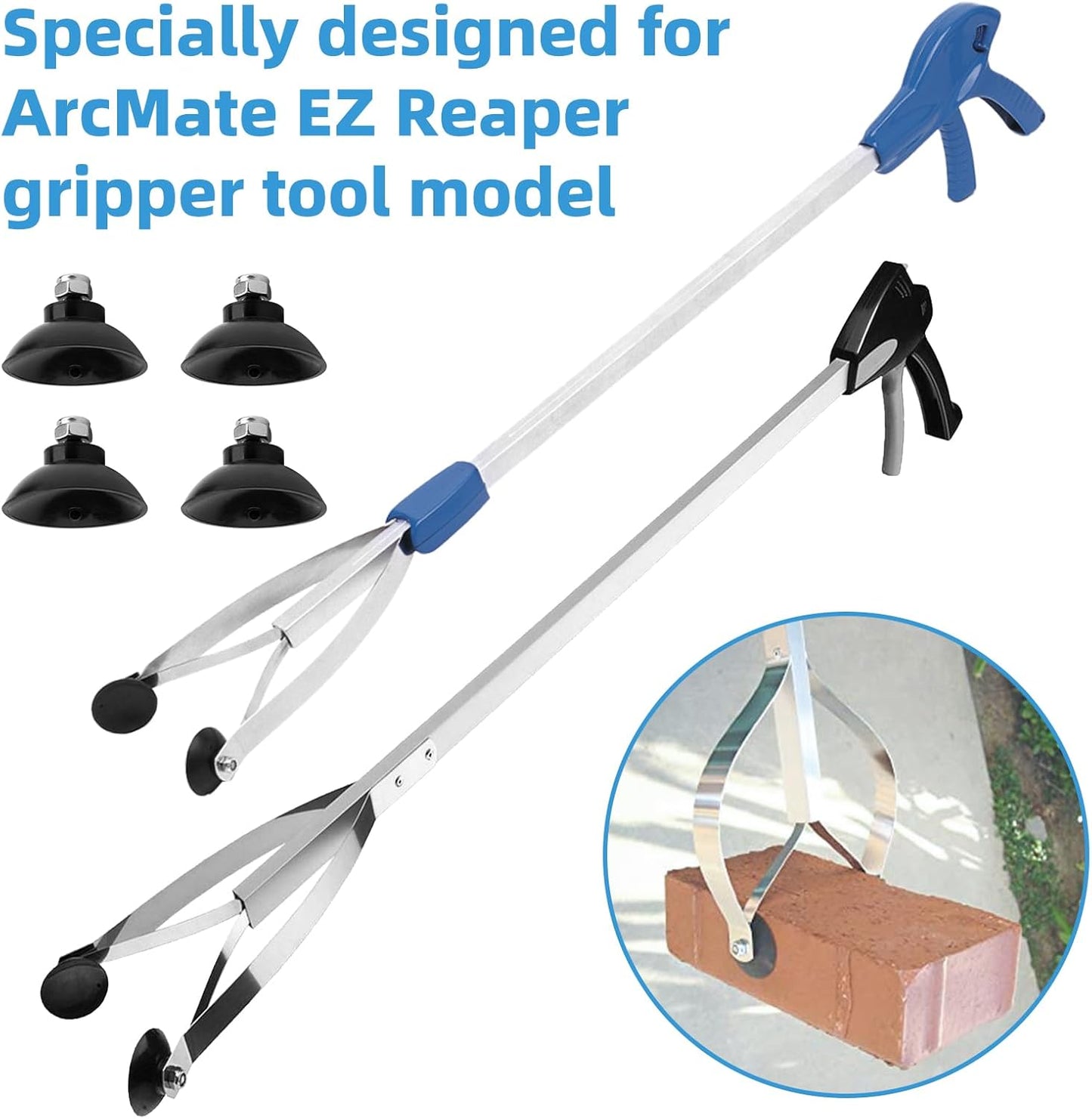 Reacher Replacement Gripper Cups Compatible with Arcmate, EZ Grabber Reacher Tool, Grabber Replacement Cups, Black, 2 Pairs