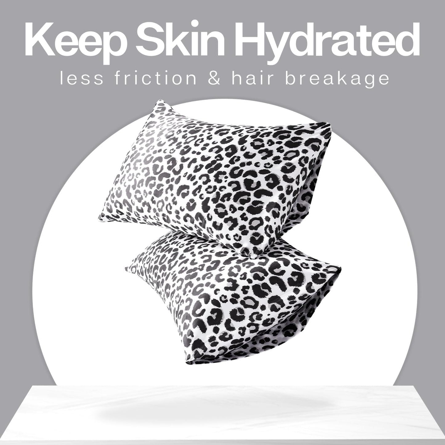 MR&HM Satin Pillowcase for Hair and Skin, Silk Satin Pillowcase 2 Pack, Queen Size Pillow Cases Set of 2, Silky Pillow Cover with Envelope Closure (20x30, White Leopard)