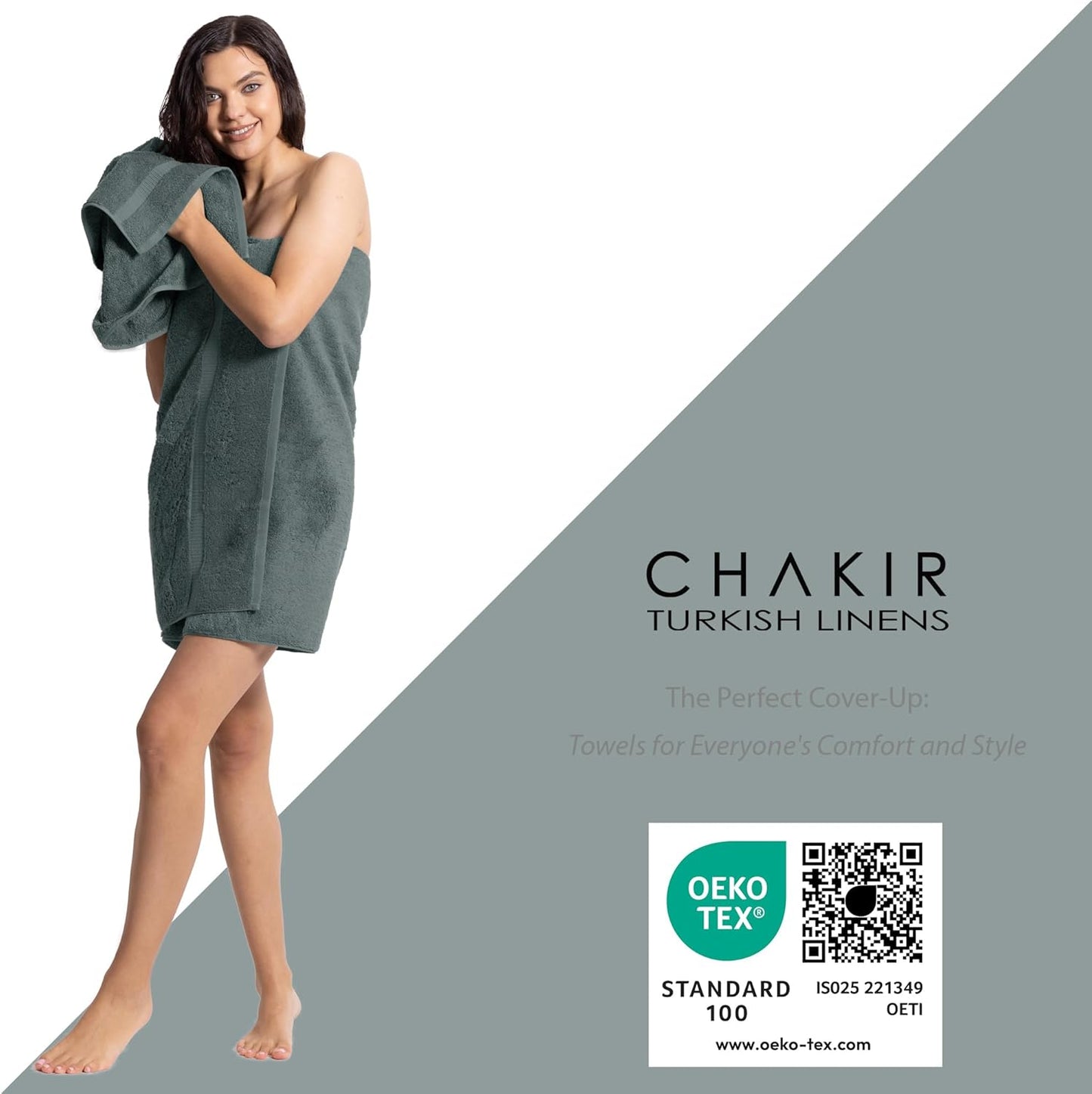 Chakir Turkish Linens | Hotel & Spa Quality 100% Cotton Premium Turkish Towels | Soft & Absorbent (4-Piece Bath Towels, Dark Gray)