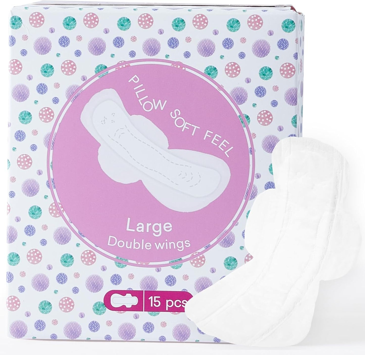 Teens Maxi Period Pads with Wings for Tweens, Organic Cotton Sanitary Pads for Teens Girls 9-14, Teen Large, 15 CT
