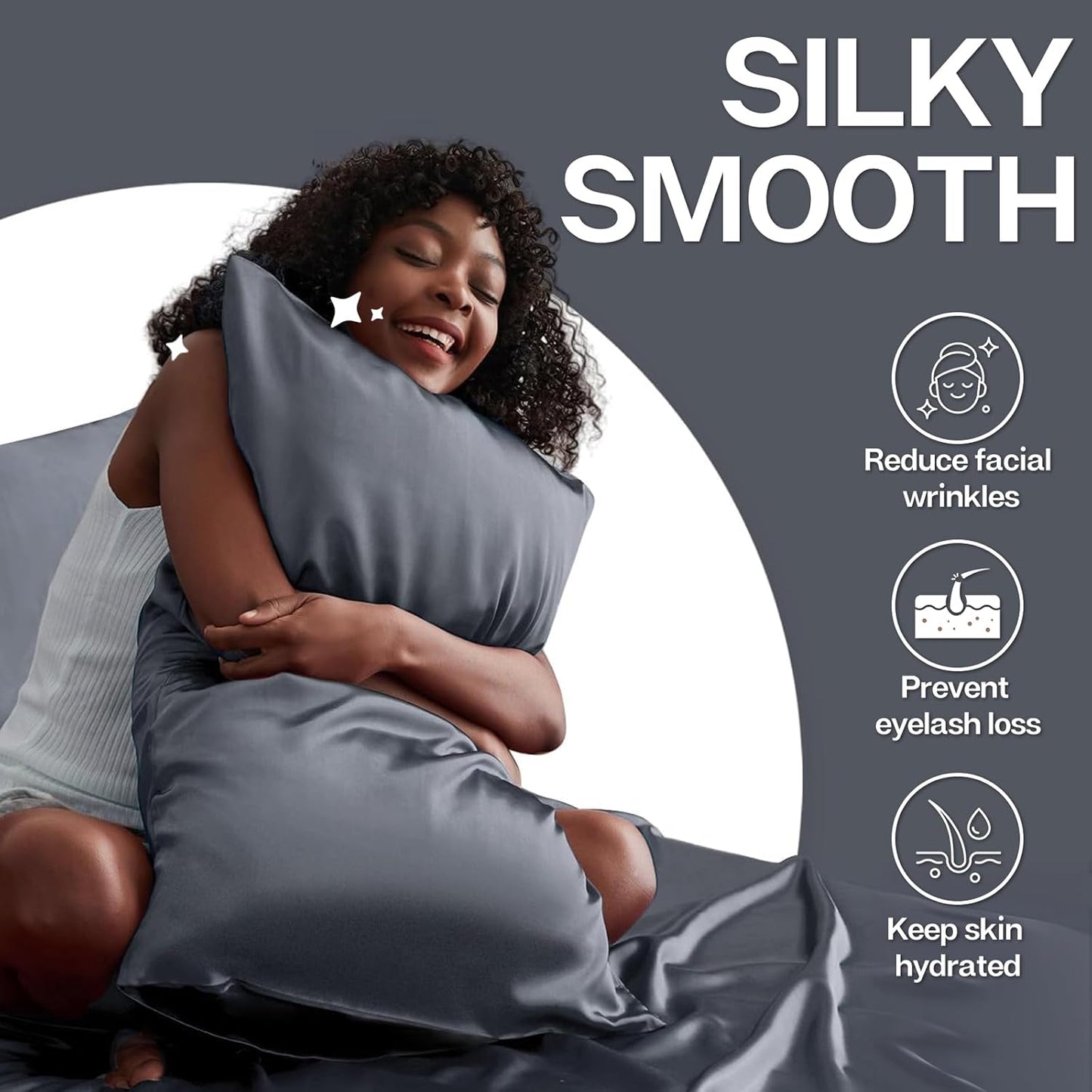 MR&HM Satin Pillowcase for Hair and Skin, Silk Satin Pillowcase 2 Pack, King Size Pillow Cases Set of 2, Silky Pillow Cover with Envelope Closure (20x36, Space Grey)