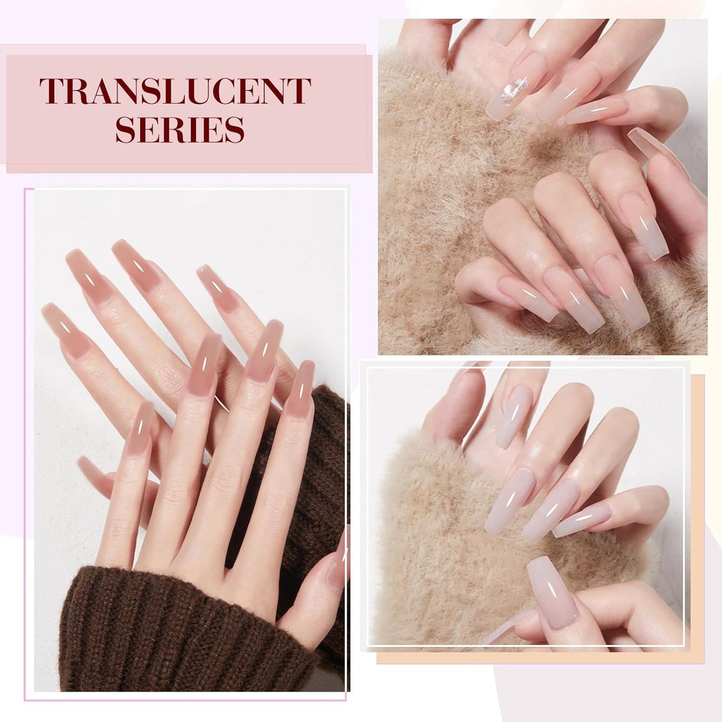 CANNI 6 Colors 9 Ml Jelly Nude Pink Gel Nail Polish Set- Neutral Transparent Pink Colors Sheer Gel Polish Kit, Soak Off LED Nail Gel Manicure Kit DIY at Home Salon Gifts