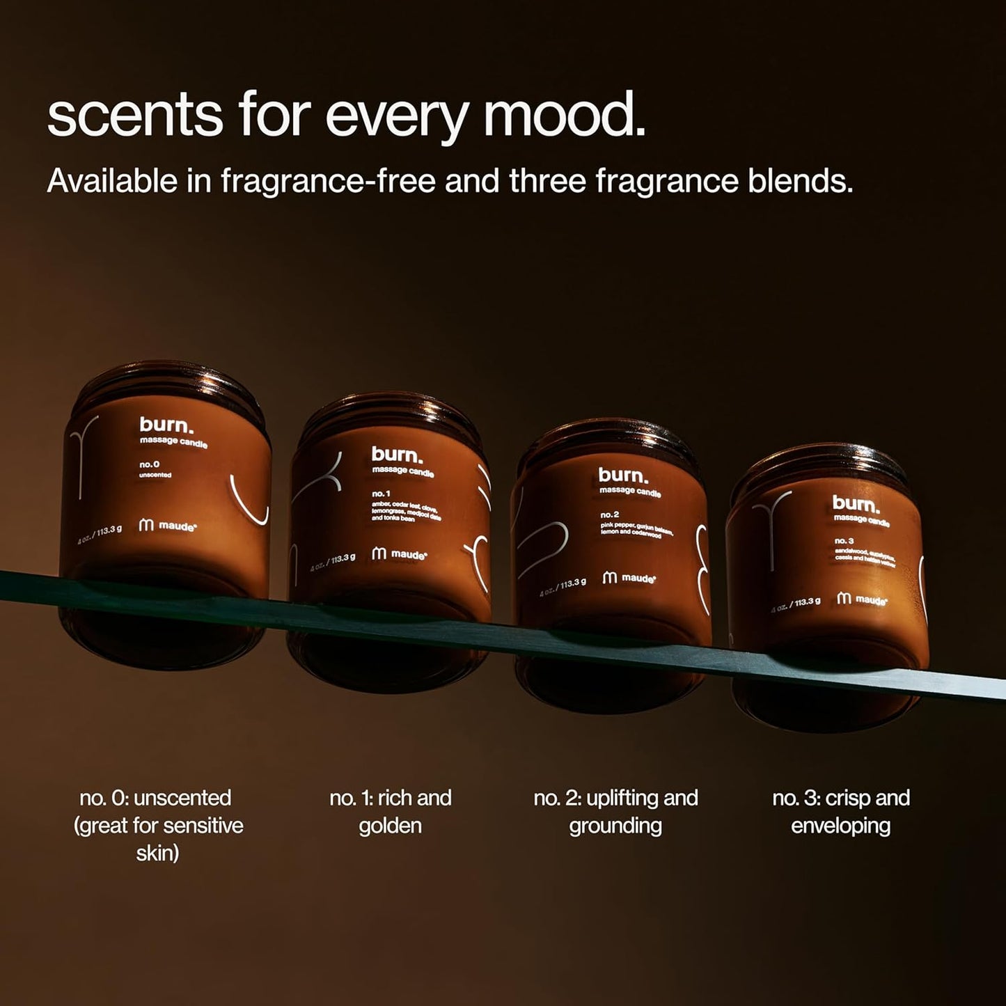 Maude Burn No. 0 - Unscented Jojoba Oil Massage Candle with Hydrating, Skin-Softening Soybean Oil - Paraben, Cruelty + Phthalate-Free Massage Oil Candle - Home + Self Care Gifts for Women & Men (4 oz)