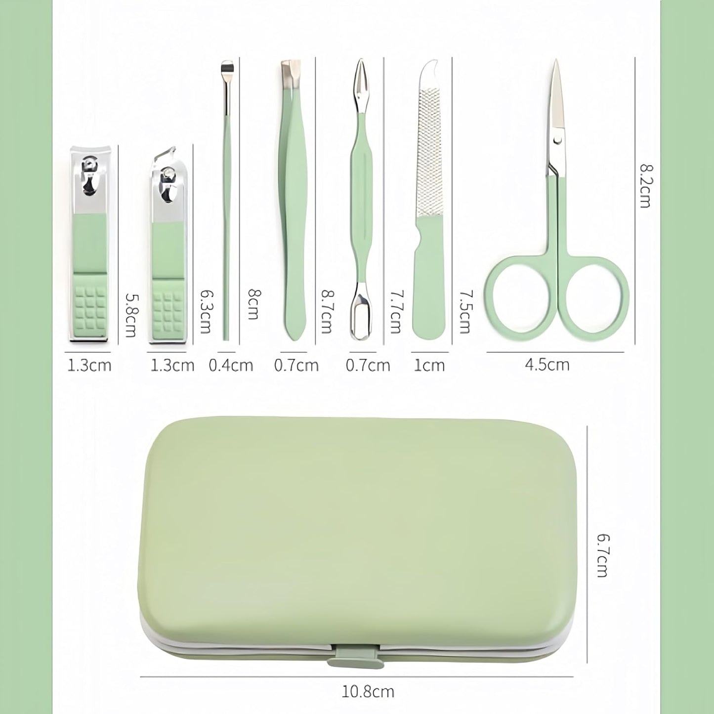 7pcs Manicure Set, Nail Clippers Kit, Stainless Steel Manicure Kit, Nail Clipping Tools Portable Travel Grooming Kit, The Best Gift with Luxurious Case (Green)