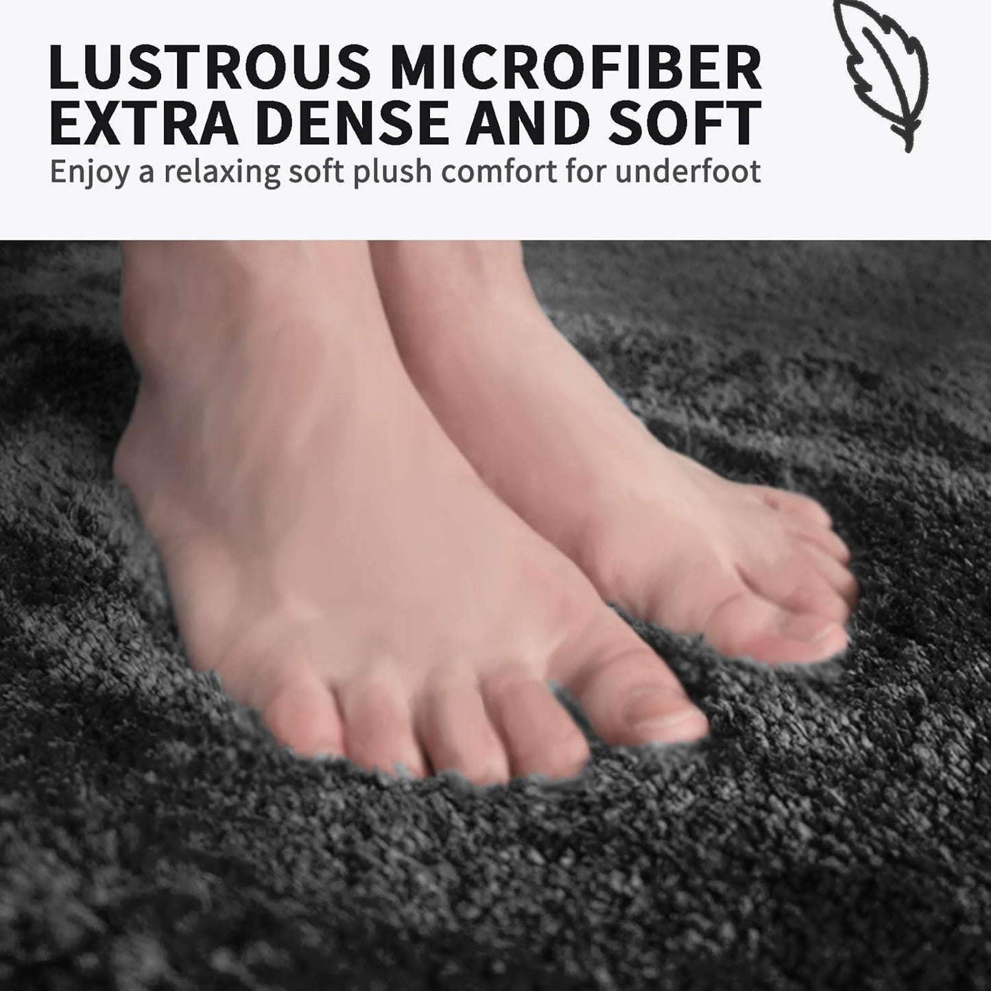 FIFU Bathroom Rugs 24" W x 36" L, Bath Mat for Bathroom, Bedroom, Laundry Room & Kitchen, Non-Slip Rubber Latex Backing, Extra Soft and Absorbent Microfiber Carpet, Machine Washable Rug, Black