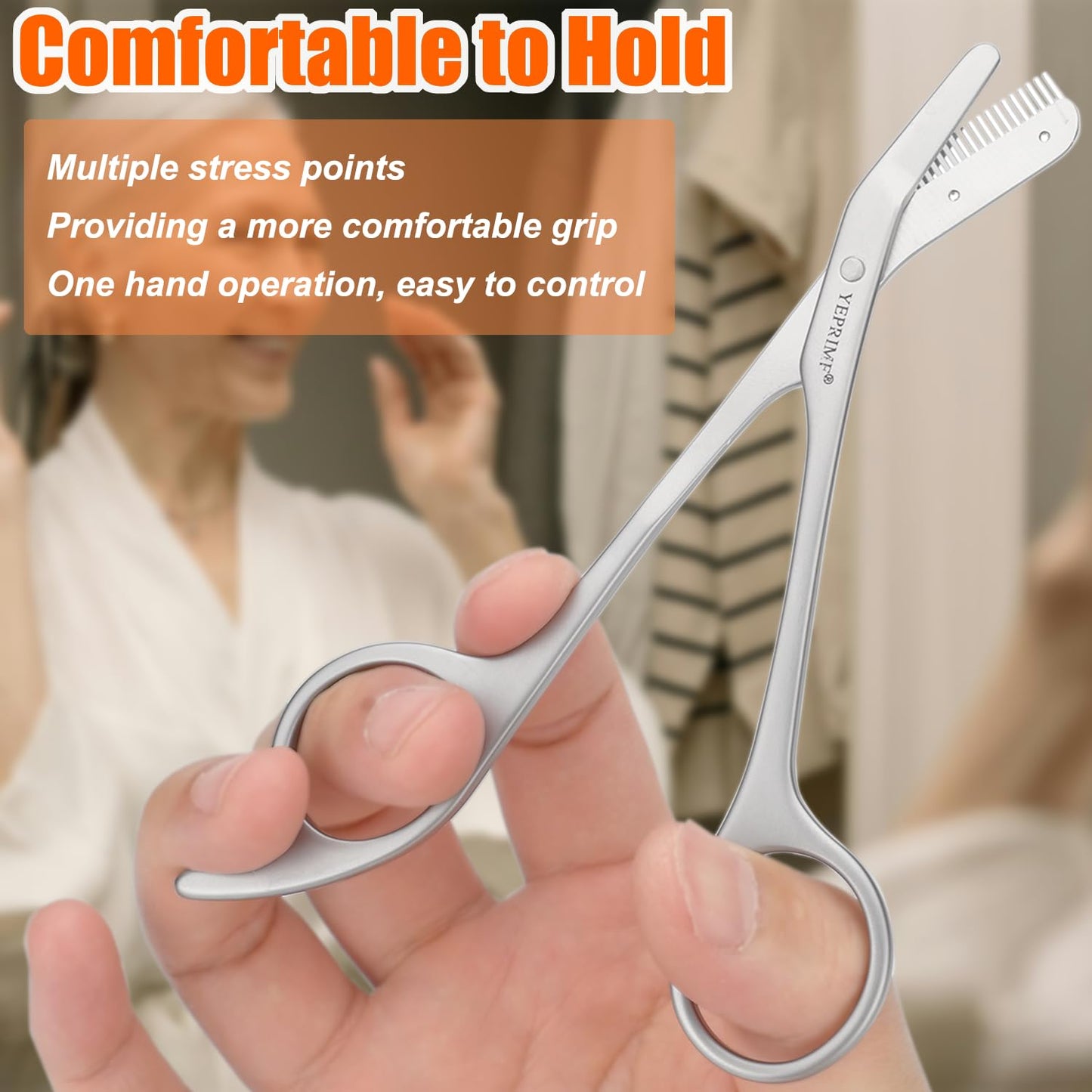 Eyebrow Trimming Scissors with Comb, Gifts For Men Women Stocking Stuffers, Stainless Steel