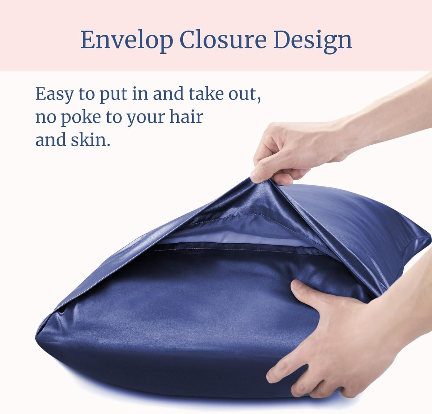 BEDELITE Satin Pillowcase for Hair and Skin, Super Soft Similar to Silk Pillow Cases 4 Pack with Envelope Closure, Cooling Pillowcases for Women Men (20"x40" King Size, Navy)