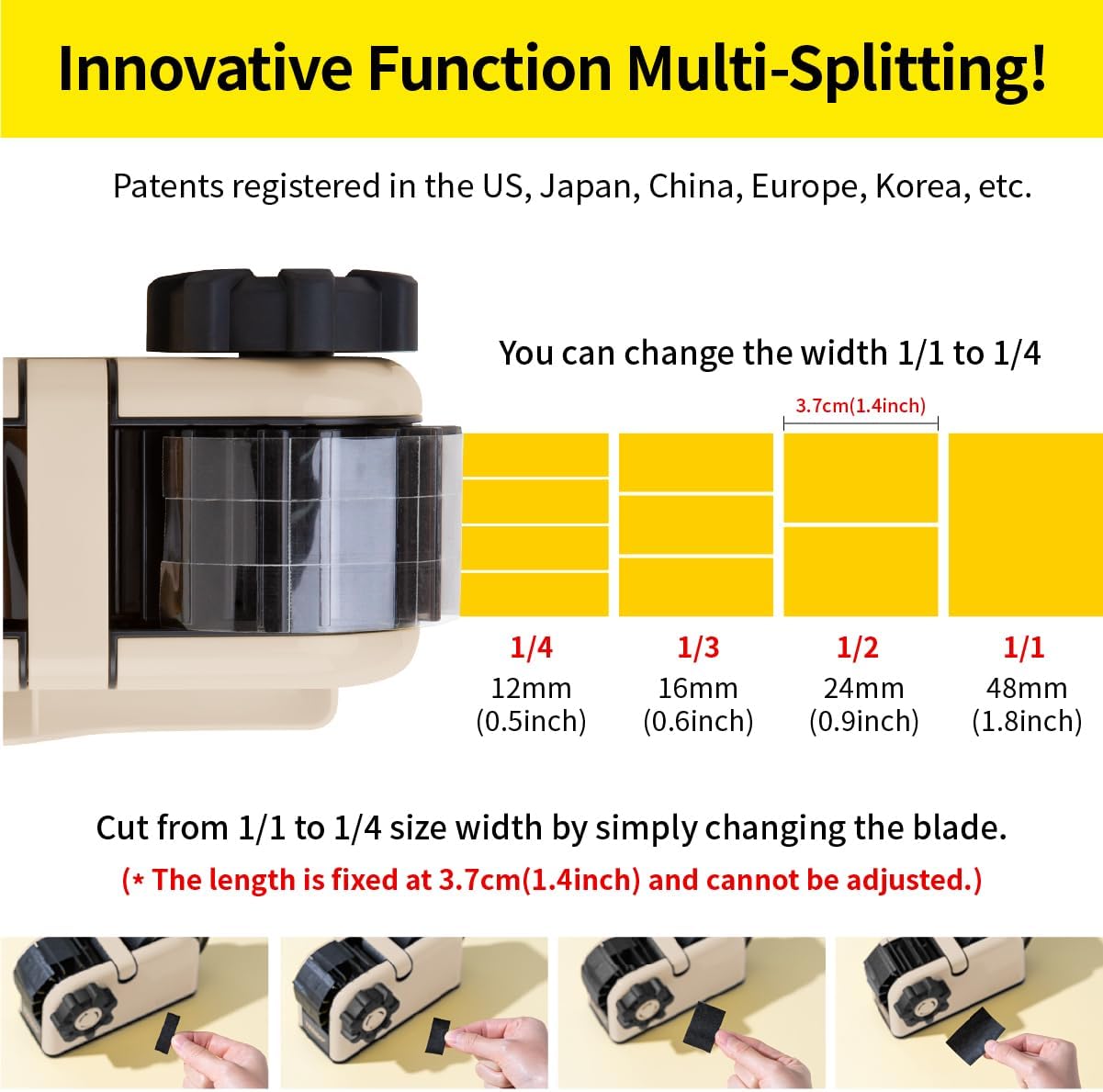 [TENDO°] Multi-Section Tape Dispenser ZO-508: Innovative Cutter for Custom Tape Width (Beige)