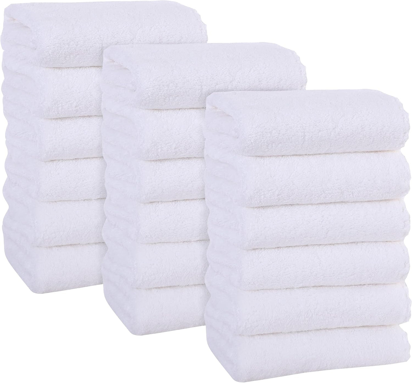 MOONQUEEN 18 Pack Premium Hand Towels - Quick Drying - Microfiber Coral Velvet Highly Absorbent Towels - Multipurpose Use as Hotel, Bathroom, Shower, Spa, Hand Towel 16 x 28 inches (White)