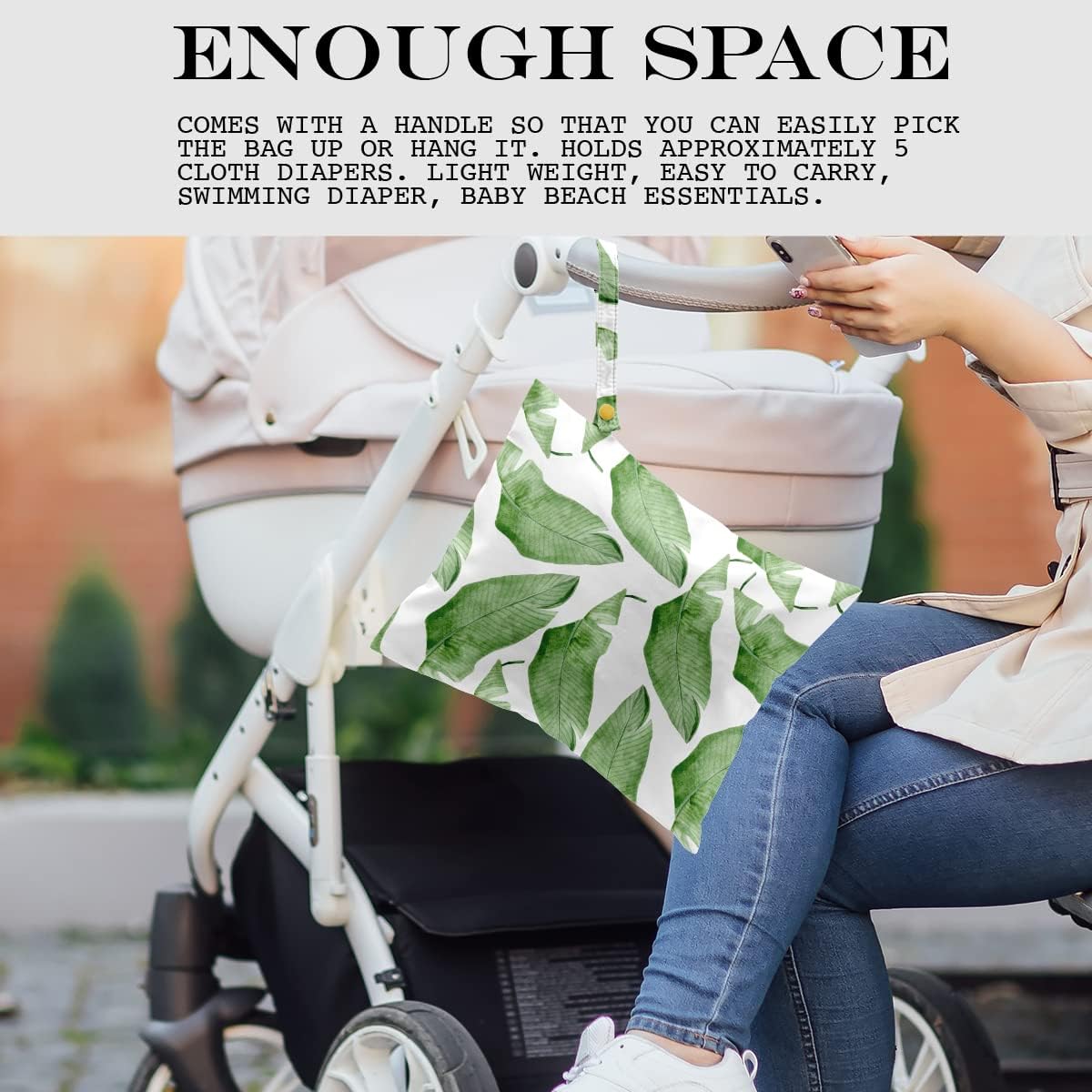 Wet Bag, Wet Dry Bag, Wet Bag for Swimsuit, Travel, Beach, Pool, Diapers, Dirty Yoga Gym Clothes, Makeup Bag, Waterproof Tropical Palm Leaves Decor Jungle Palm Leaf Favors